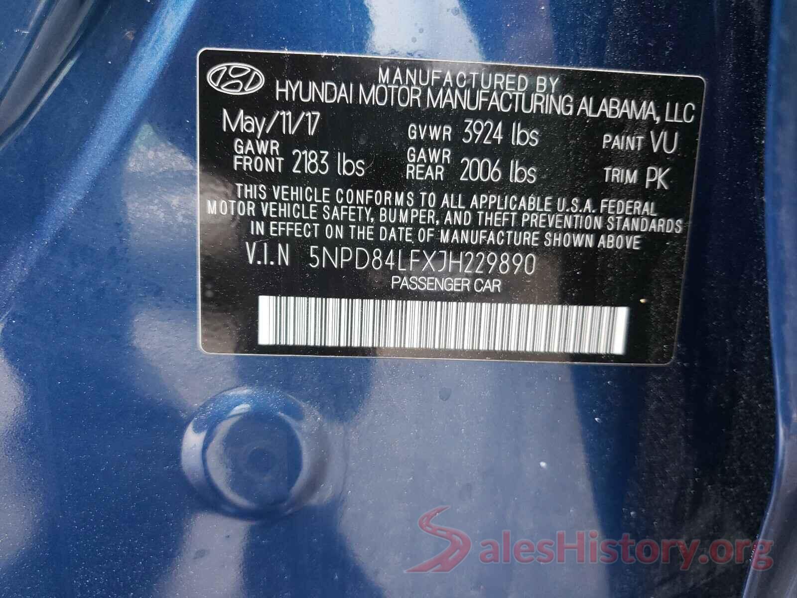 5NPD84LFXJH229890 2018 HYUNDAI ELANTRA