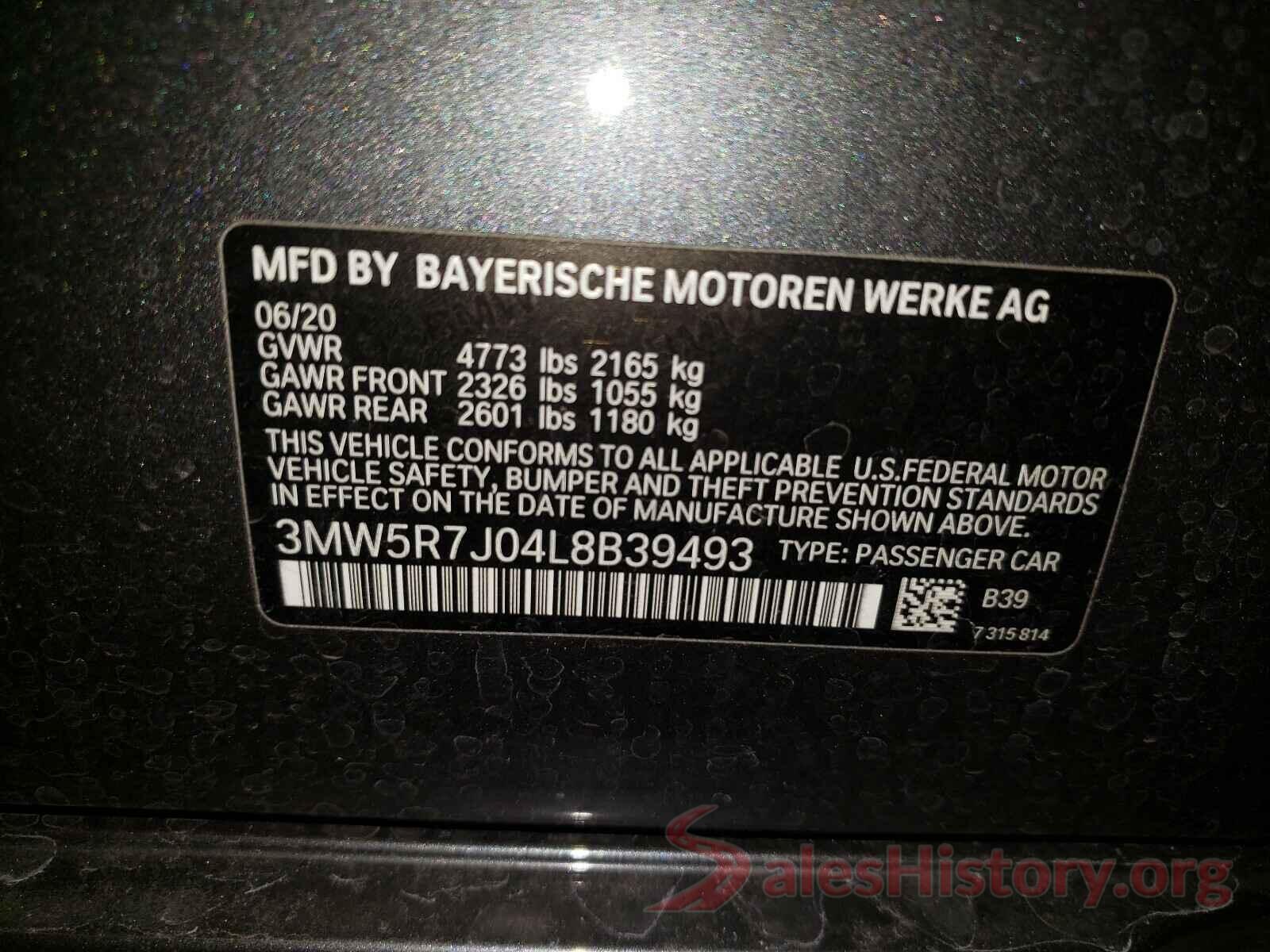 3MW5R7J04L8B39493 2020 BMW 3 SERIES