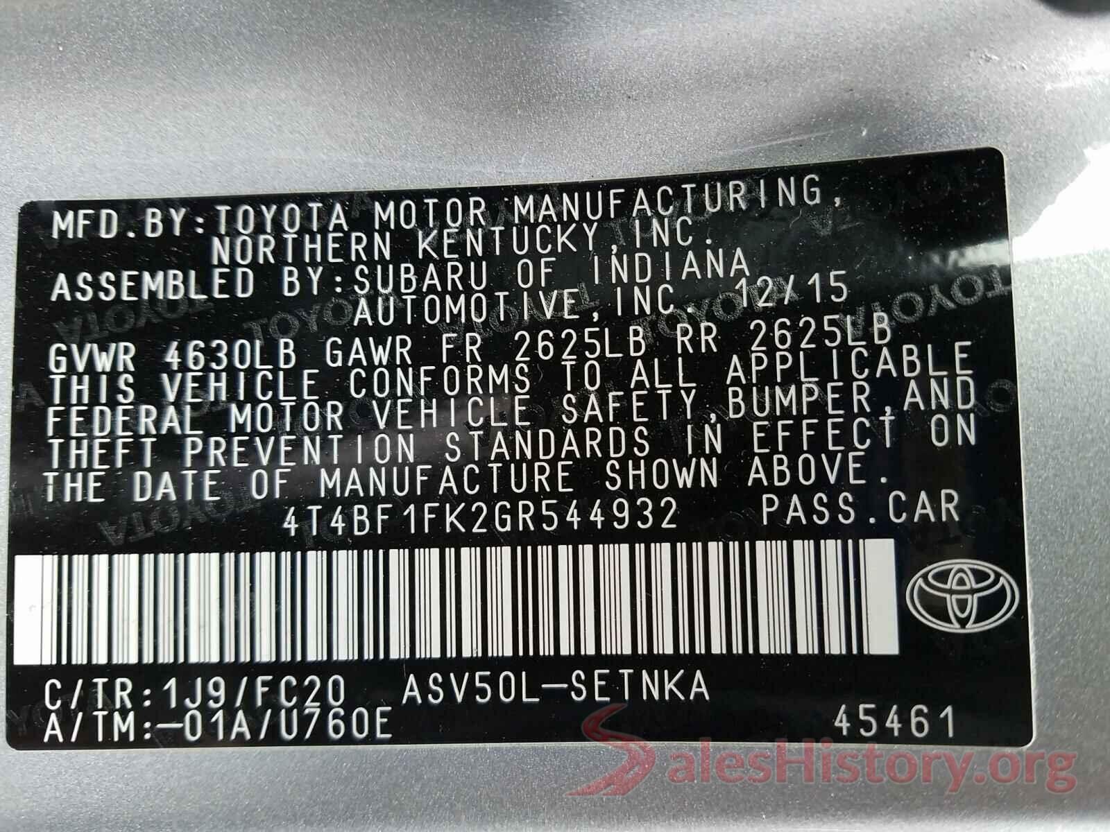 4T4BF1FK2GR544932 2016 TOYOTA CAMRY