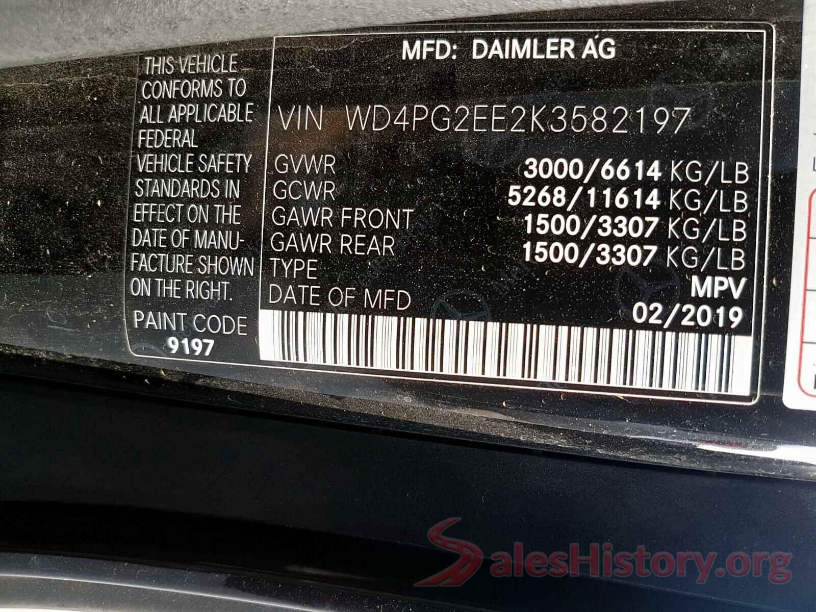 WD4PG2EE2K3582197 2019 MERCEDES-BENZ ALL OTHER