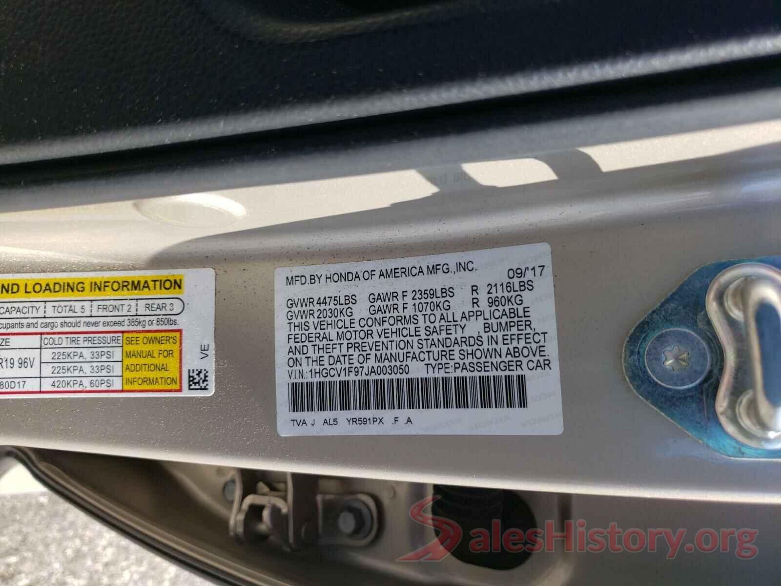 1HGCV1F97JA003050 2018 HONDA ACCORD