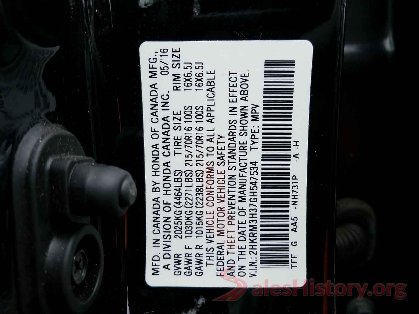 2HKRM3H37GH547534 2016 HONDA CRV