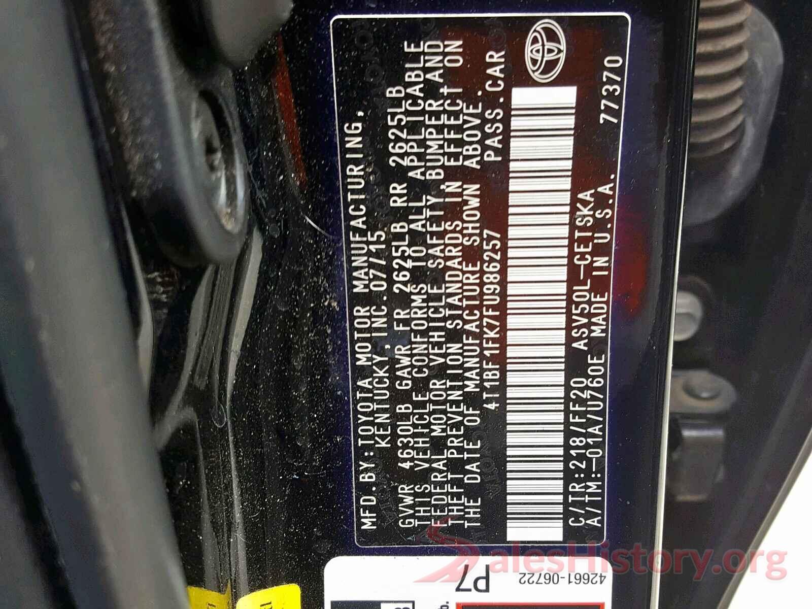 4T1BF1FK7FU986257 2015 TOYOTA CAMRY