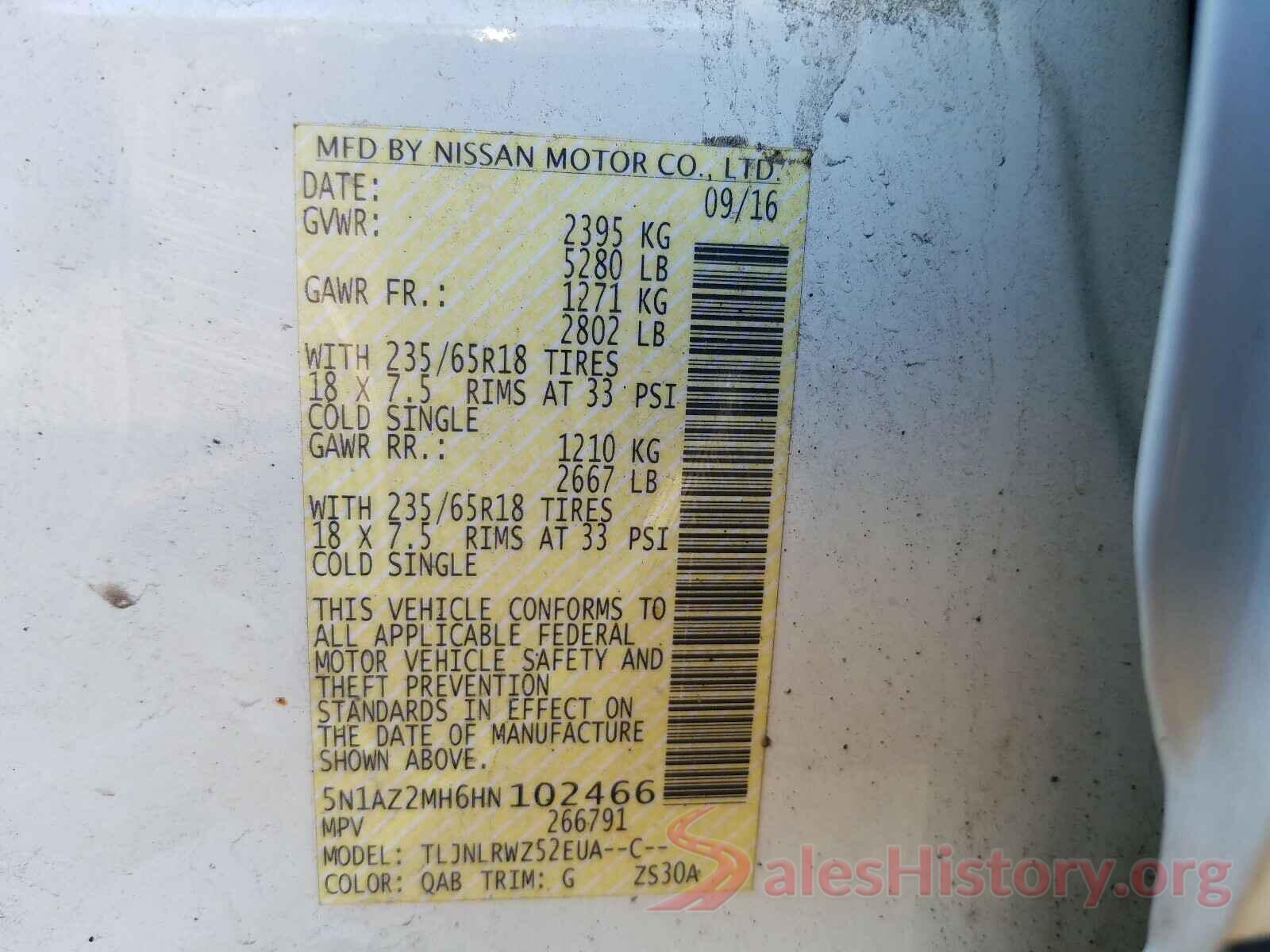 5N1AZ2MH6HN102466 2017 NISSAN MURANO