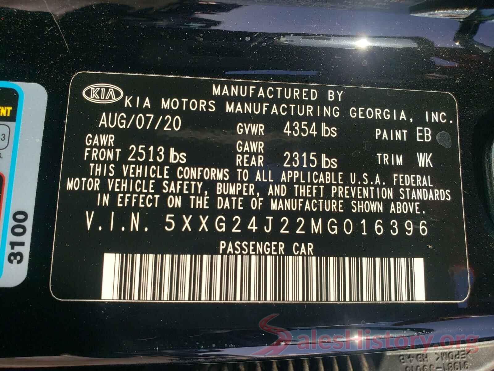 5XXG24J22MG016396 2021 KIA K5