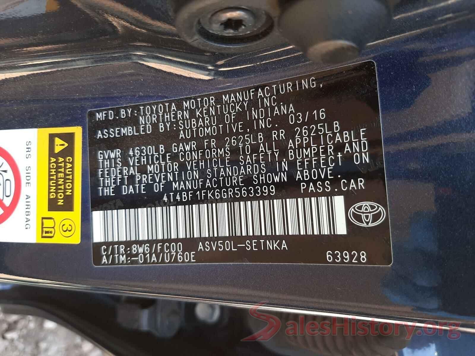 4T4BF1FK6GR563399 2016 TOYOTA CAMRY