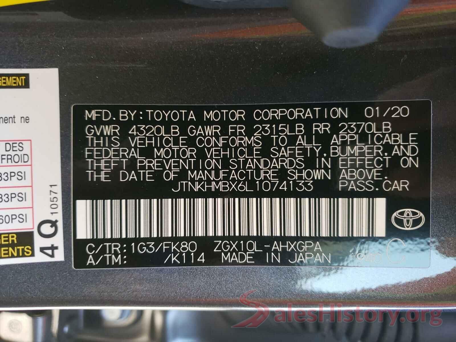 JTNKHMBX6L1074133 2020 TOYOTA C-HR