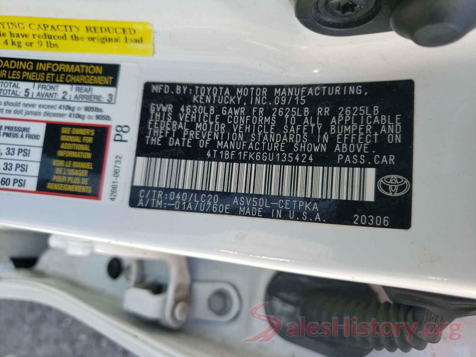 4T1BF1FK6GU135424 2016 TOYOTA CAMRY