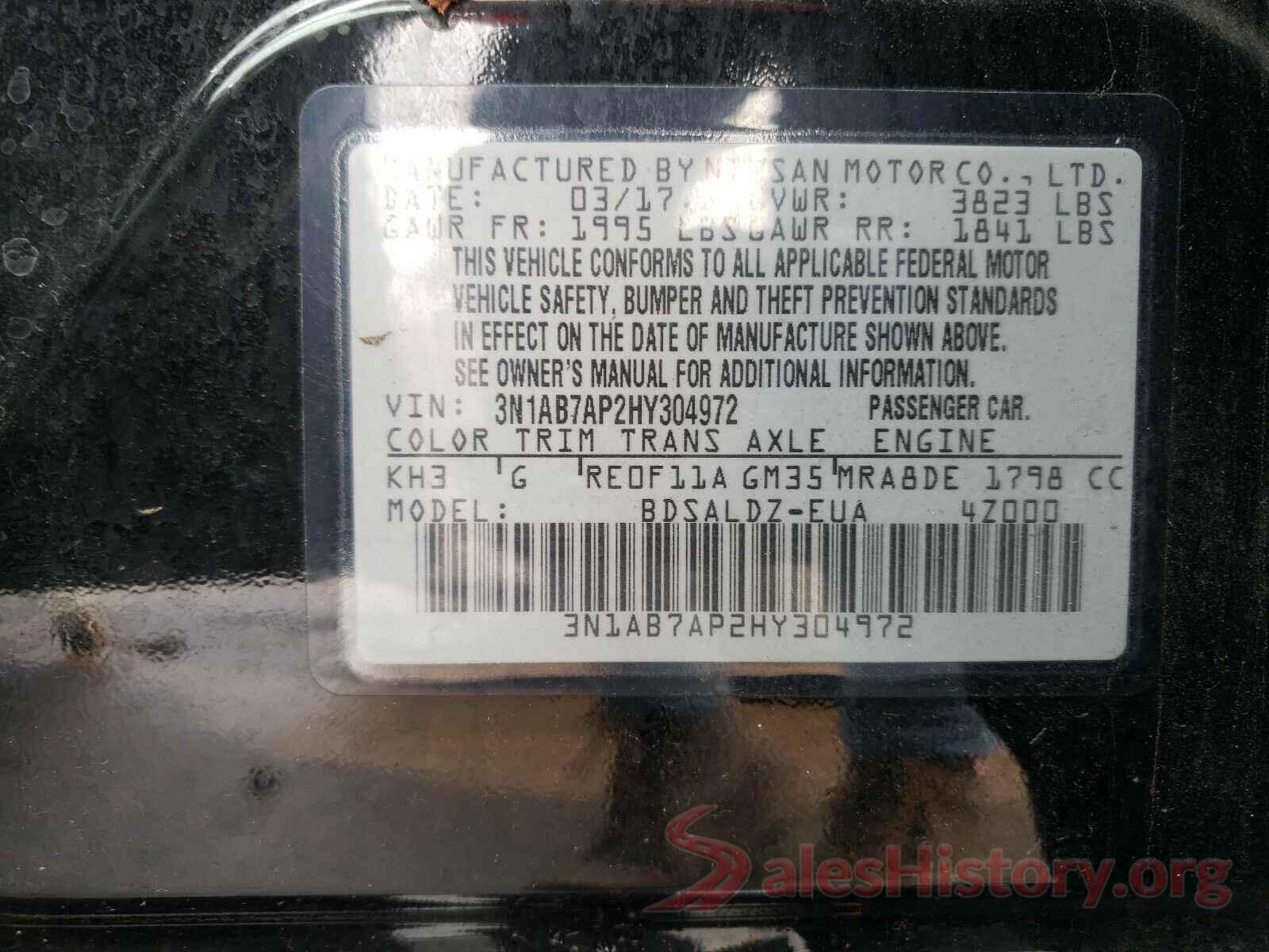 3N1AB7AP2HY304972 2017 NISSAN SENTRA