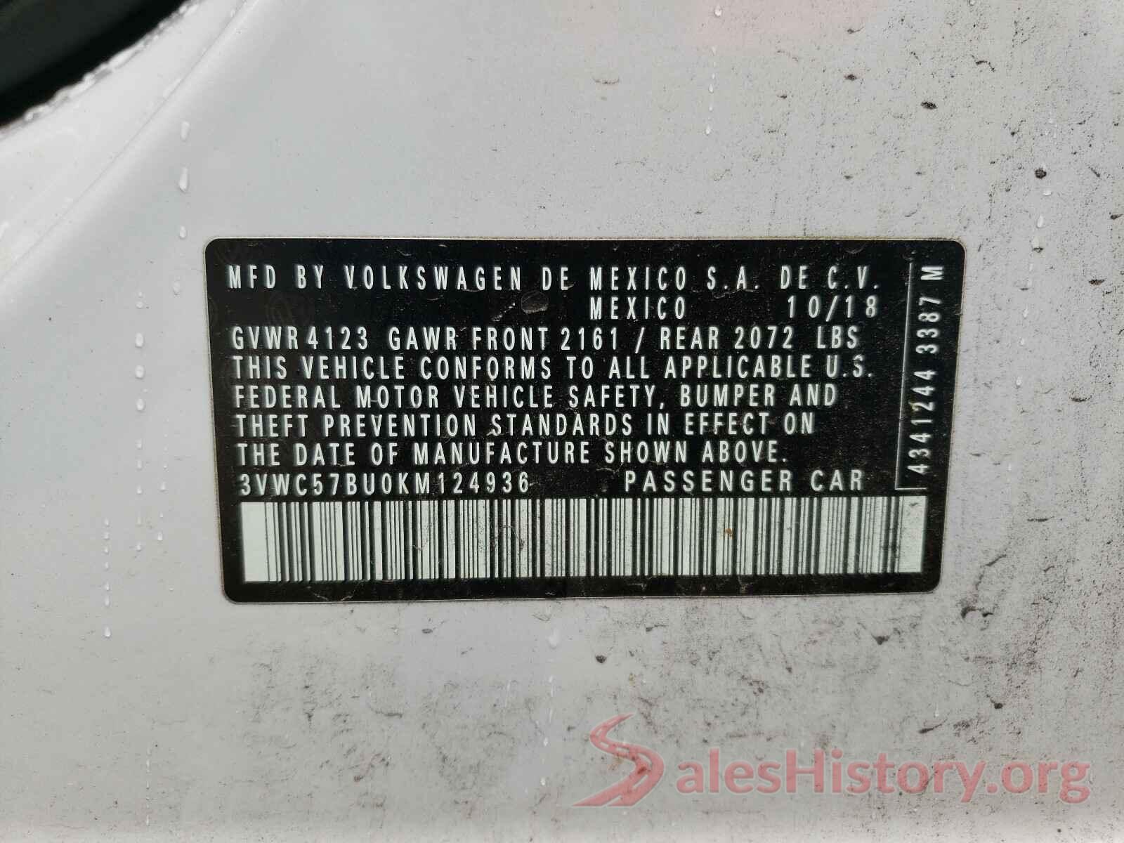 3VWC57BU0KM124936 2019 VOLKSWAGEN JETTA