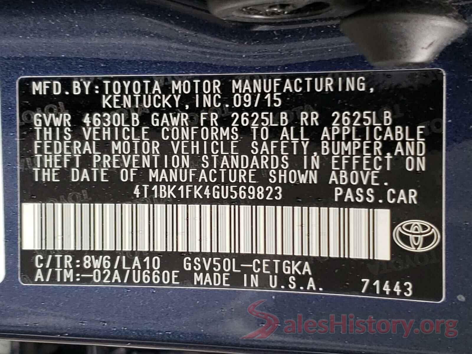 4T1BK1FK4GU569823 2016 TOYOTA CAMRY