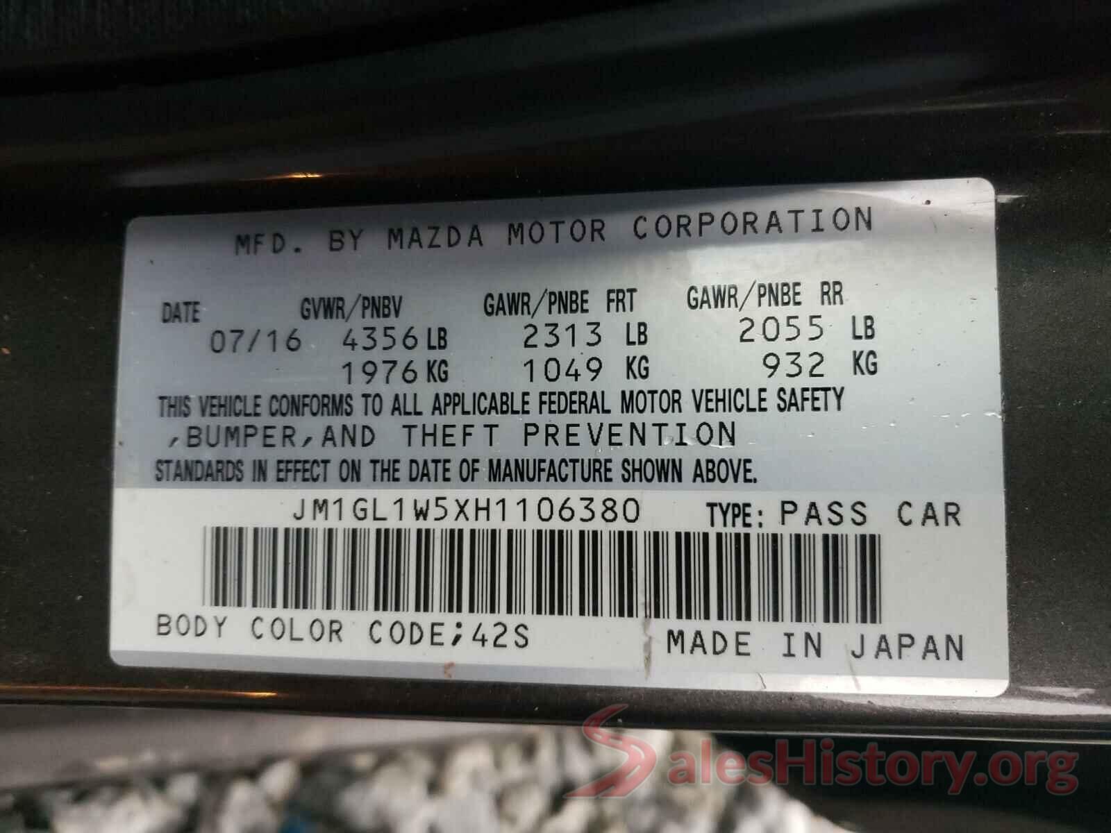 JM1GL1W5XH1106380 2017 MAZDA 6