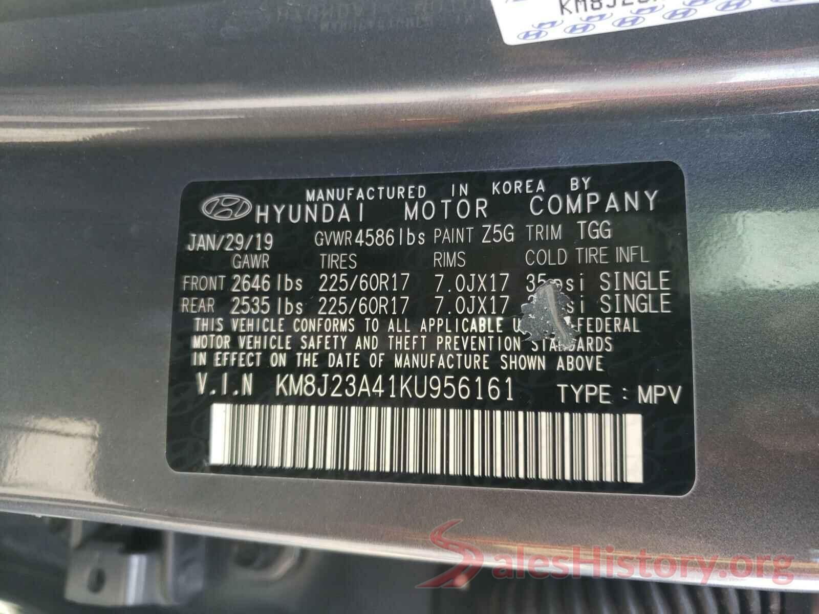 KM8J23A41KU956161 2019 HYUNDAI TUCSON