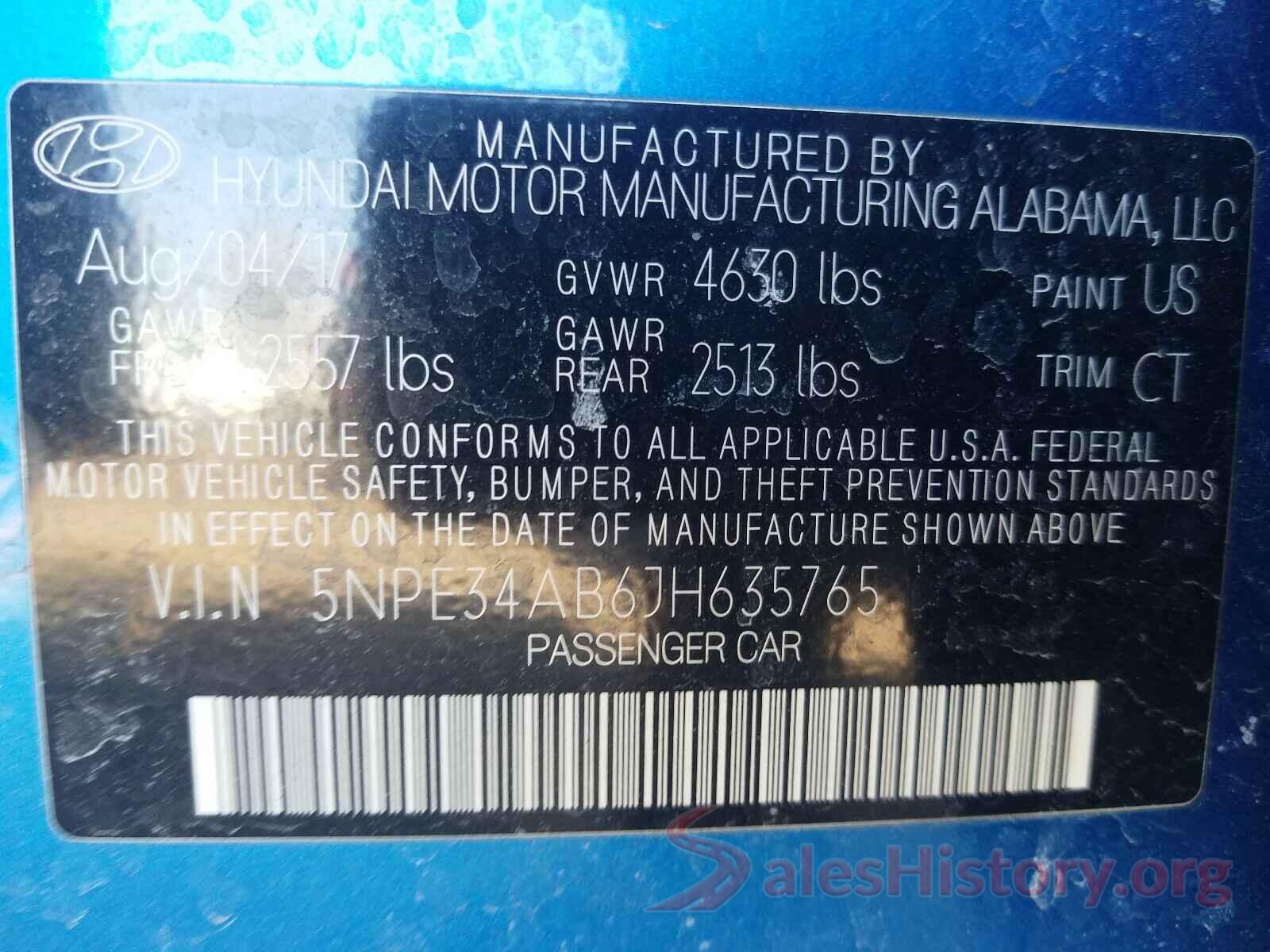 5NPE34AB6JH635765 2018 HYUNDAI SONATA