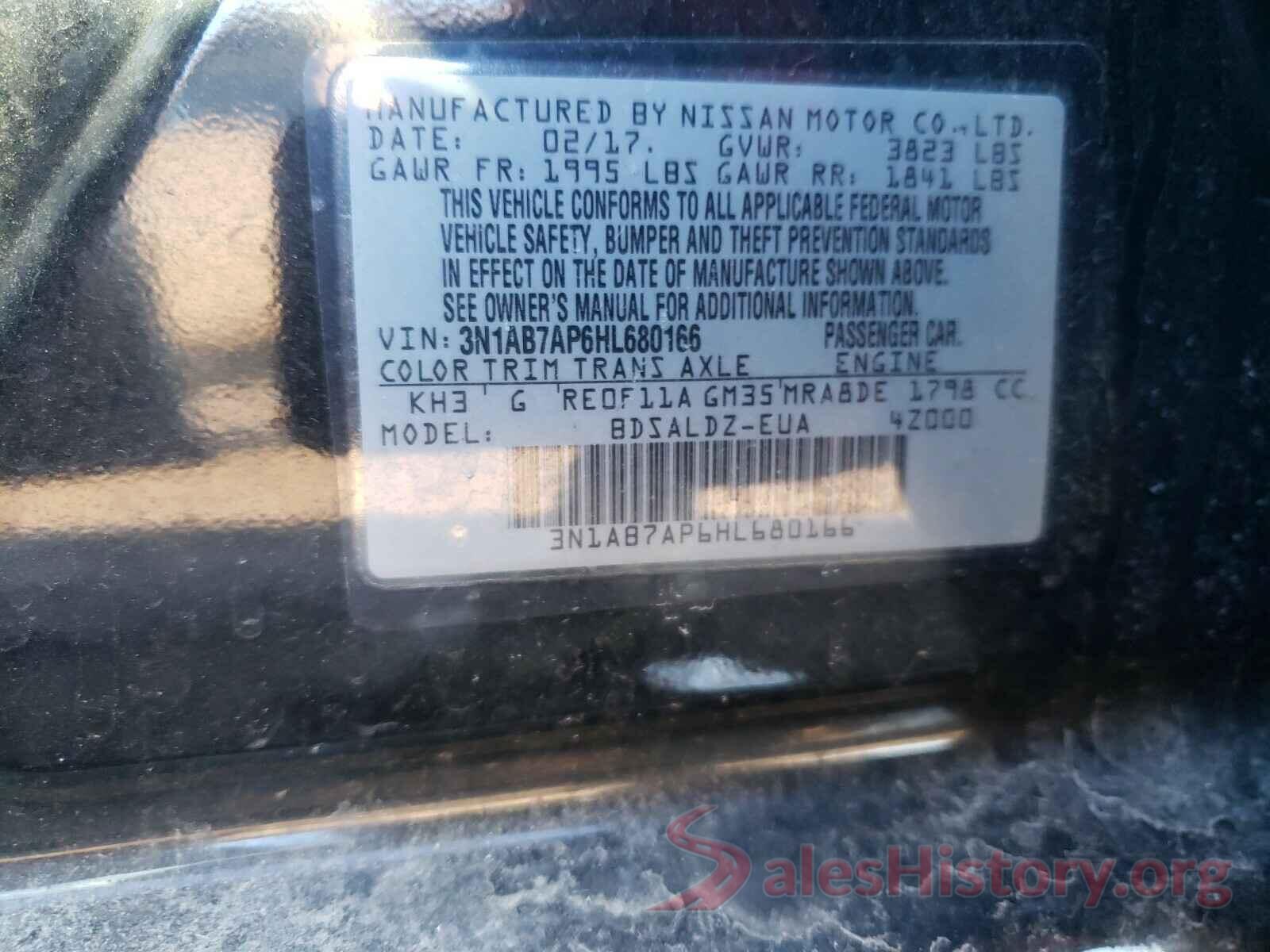 3N1AB7AP6HL680166 2017 NISSAN SENTRA