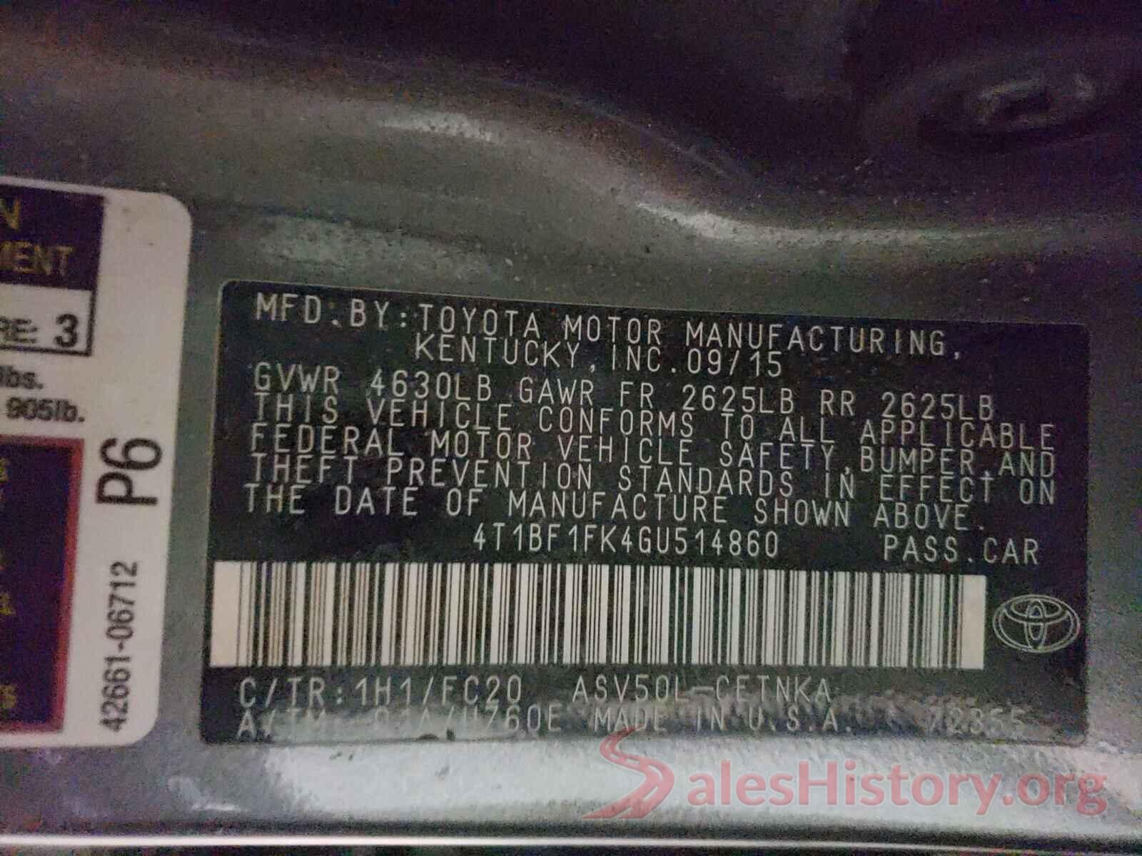 4T1BF1FK4GU514860 2016 TOYOTA CAMRY