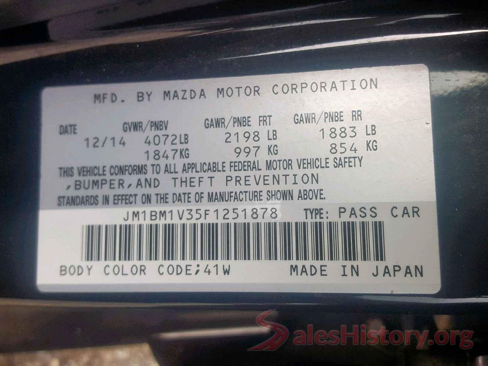 JM1BM1V35F1251878 2015 MAZDA 3