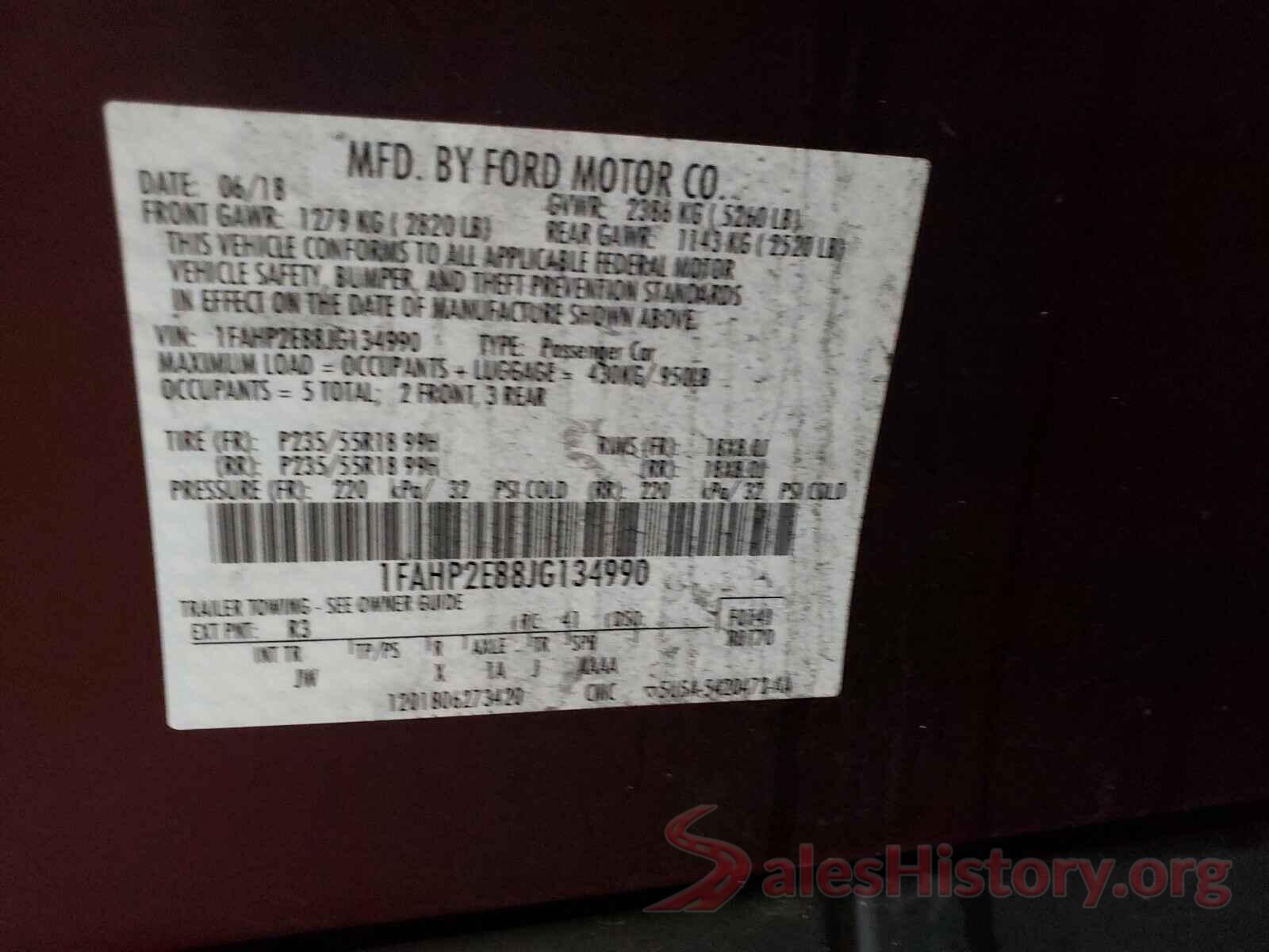 1FAHP2E88JG134990 2018 FORD TAURUS