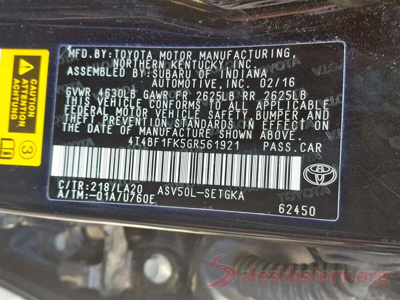 4T4BF1FK5GR561921 2016 TOYOTA CAMRY