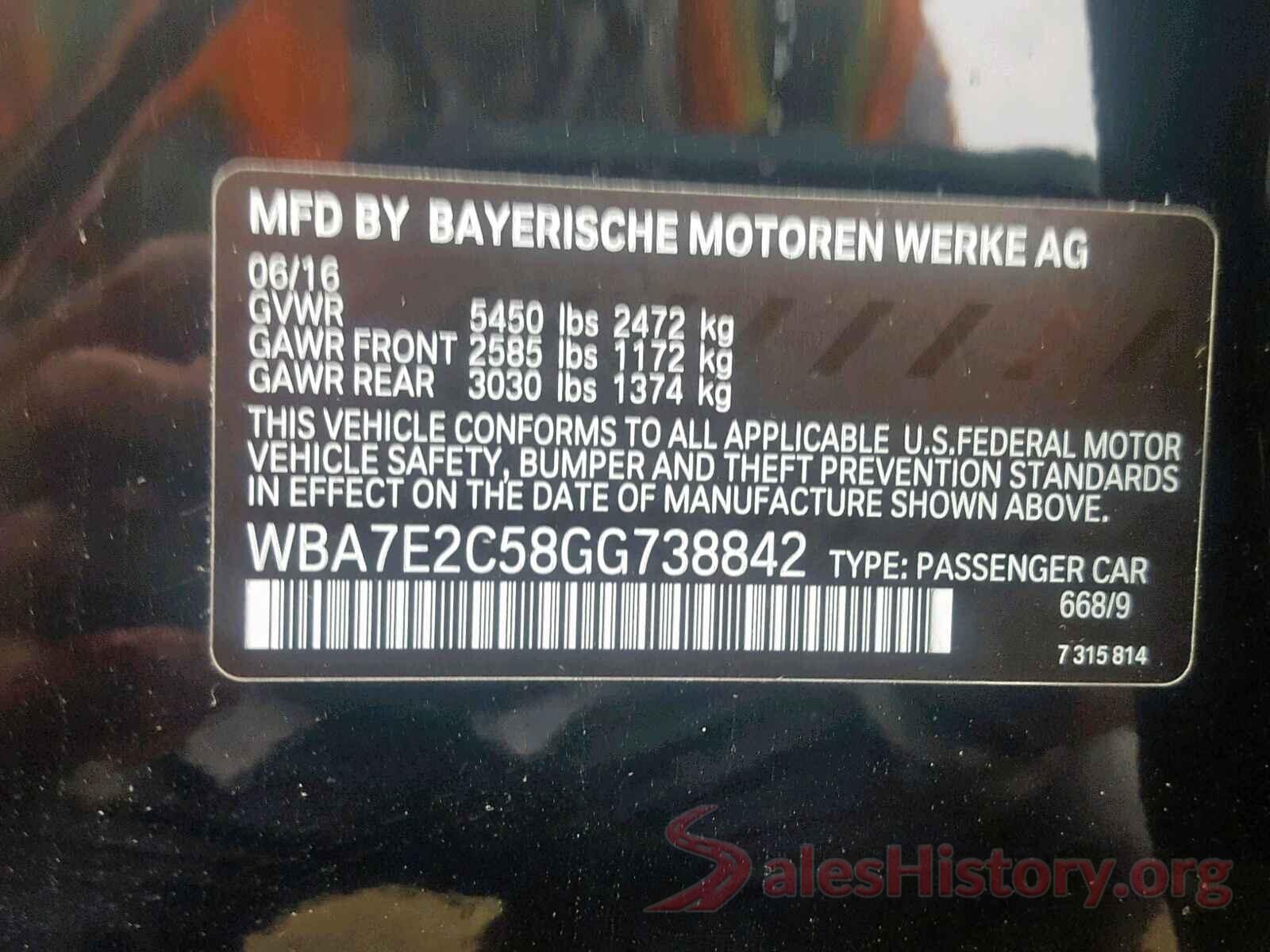 WBA7E2C58GG738842 2016 BMW 7 SERIES