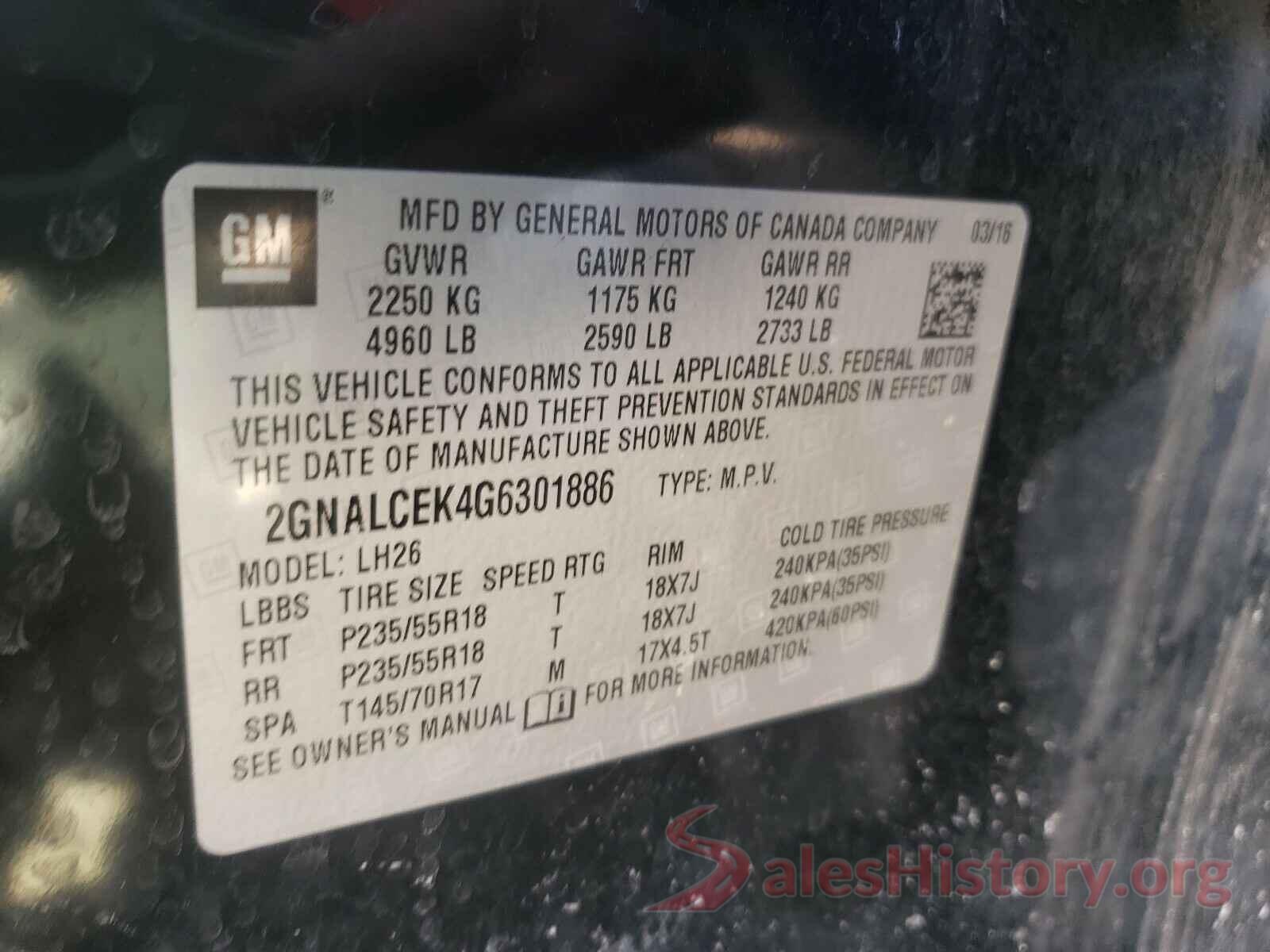 2GNALCEK4G6301886 2016 CHEVROLET EQUINOX