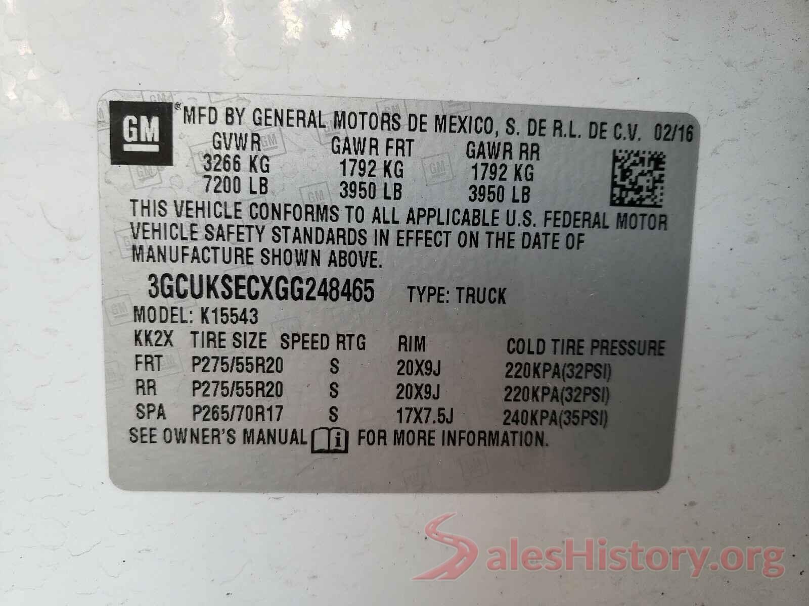 3GCUKSECXGG248465 2016 CHEVROLET SILVERADO