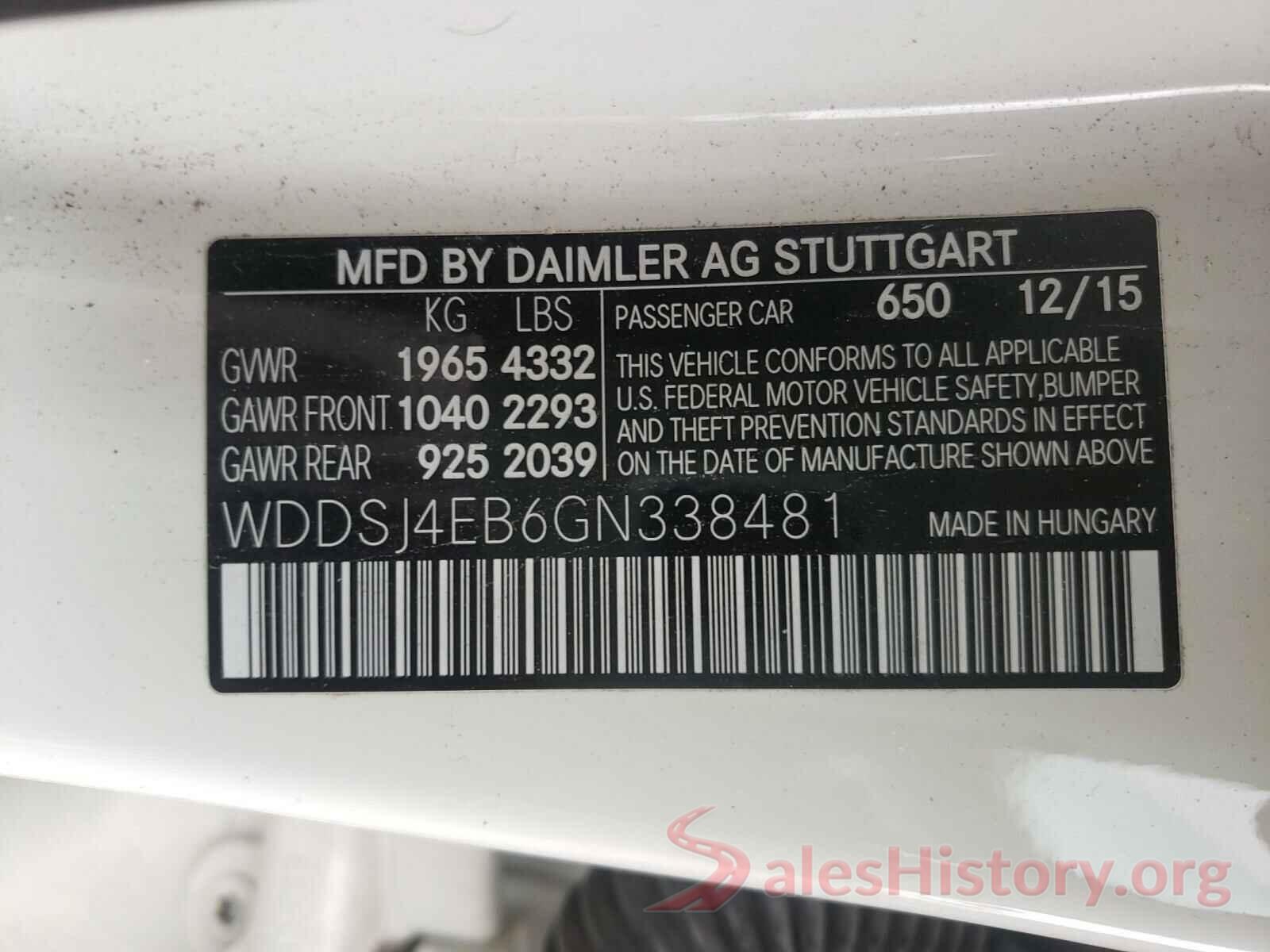 WDDSJ4EB6GN338481 2016 MERCEDES-BENZ C CLASS