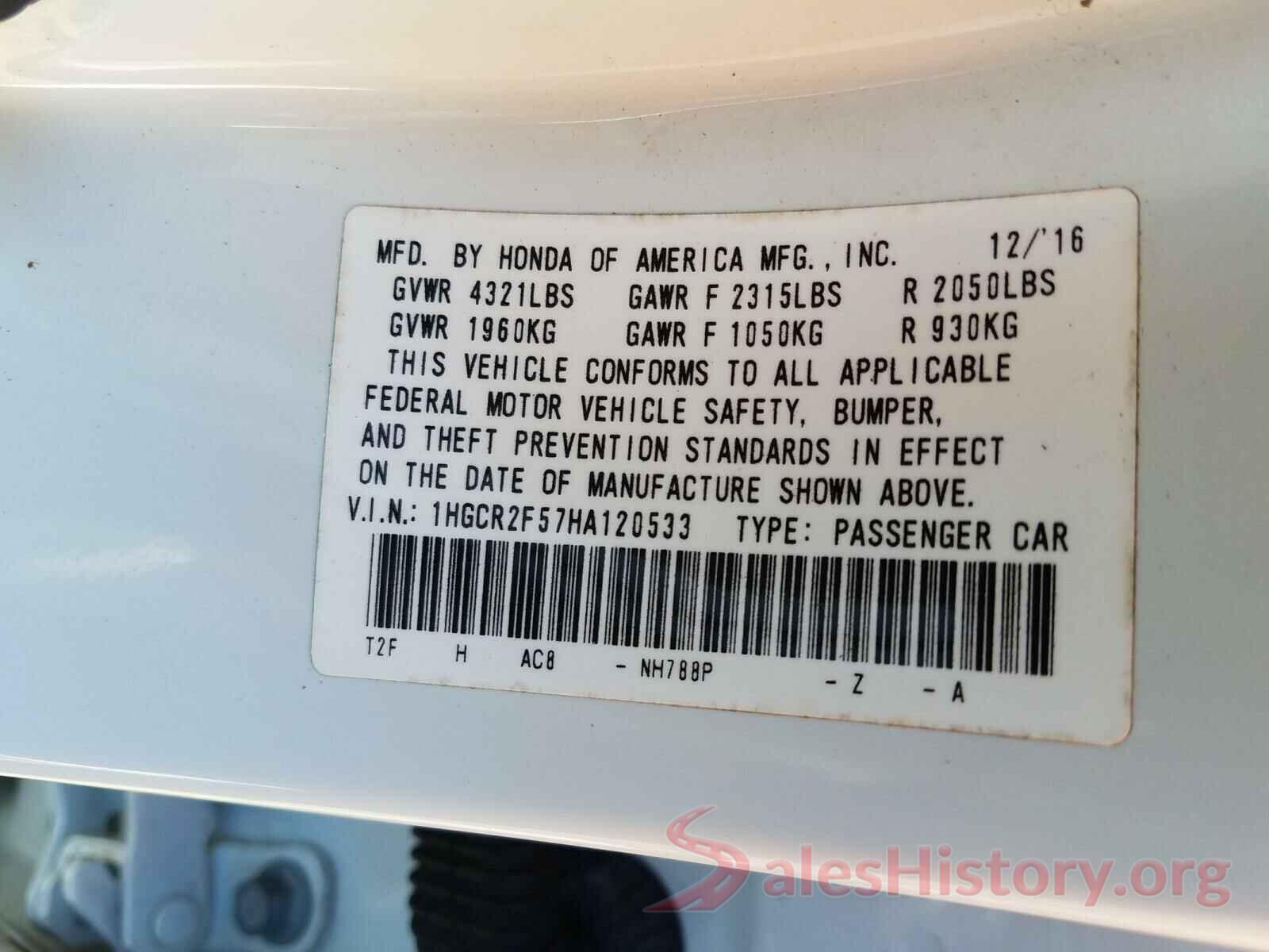 1HGCR2F57HA120533 2017 HONDA ACCORD