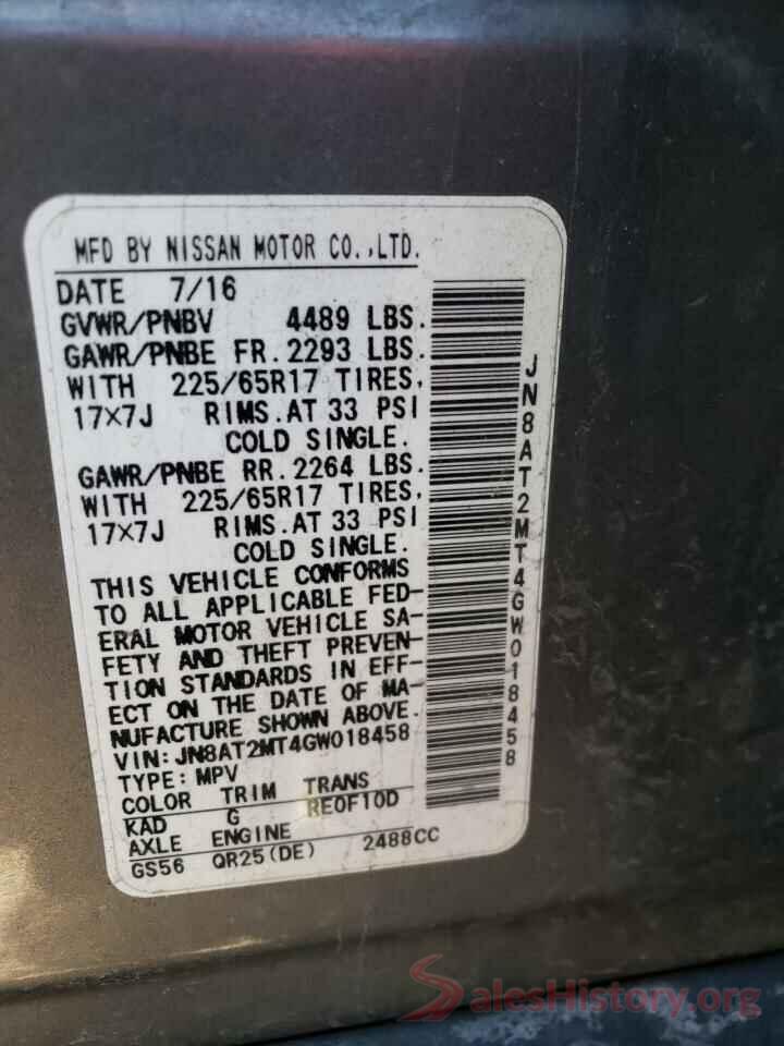 JN8AT2MT4GW018458 2016 NISSAN ROGUE