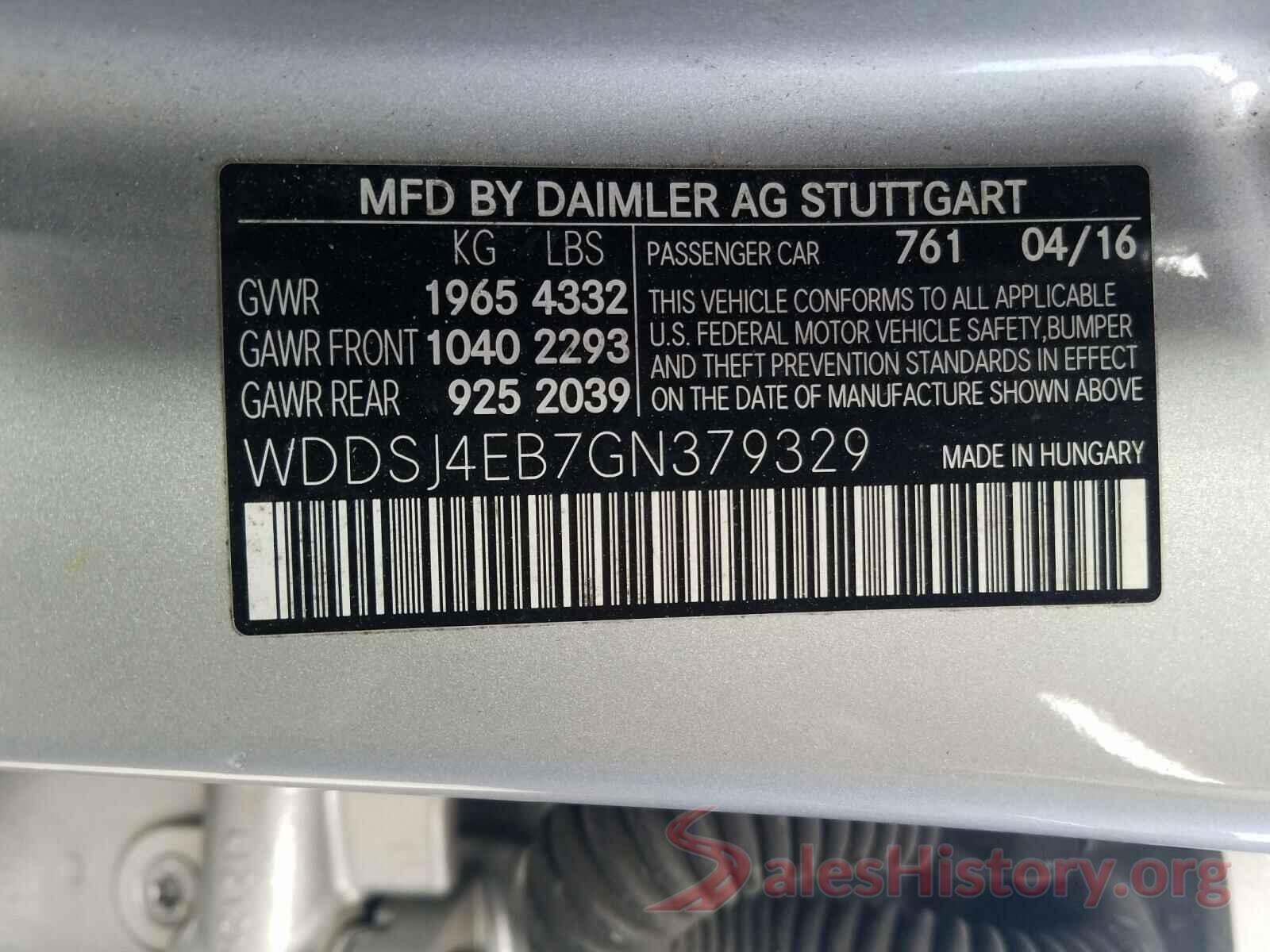 WDDSJ4EB7GN379329 2016 MERCEDES-BENZ C CLASS