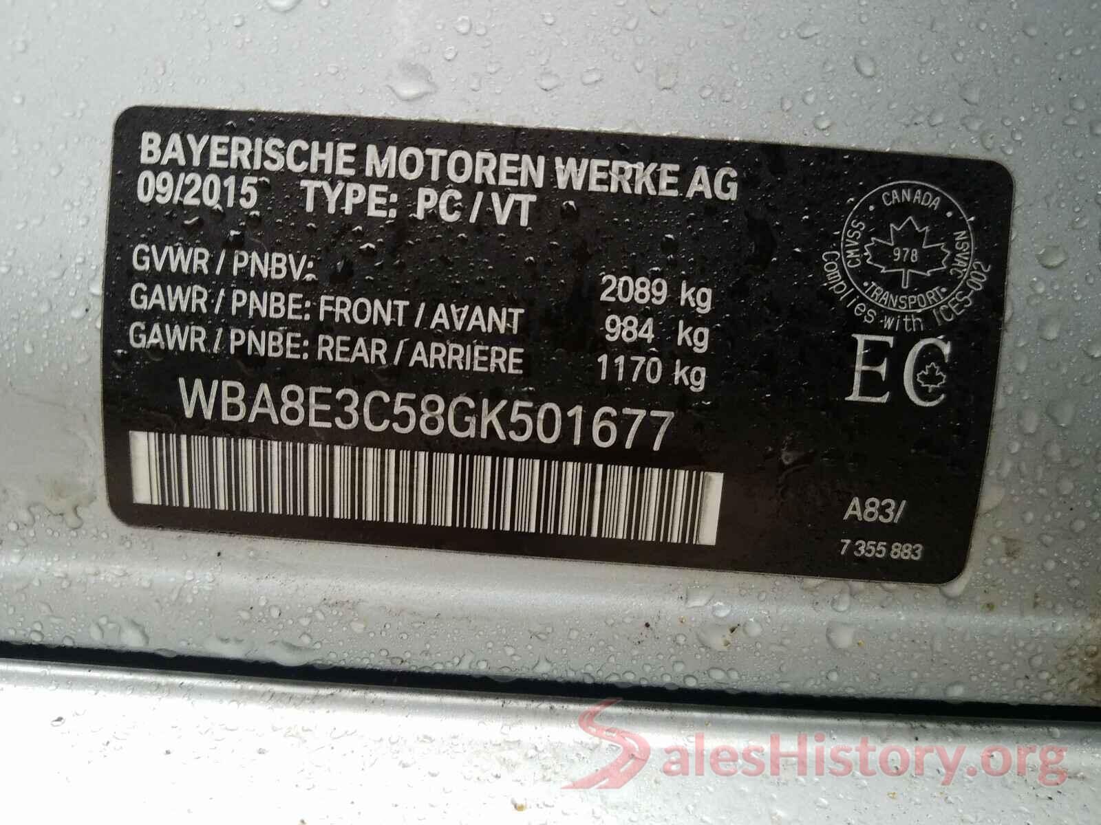 WBA8E3C58GK501677 2016 BMW 3 SERIES