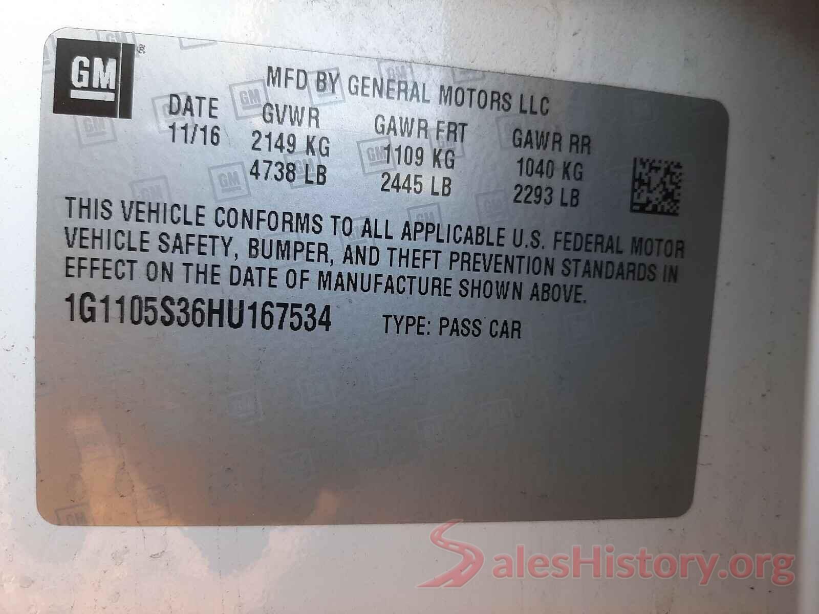 1G1105S36HU167534 2017 CHEVROLET IMPALA