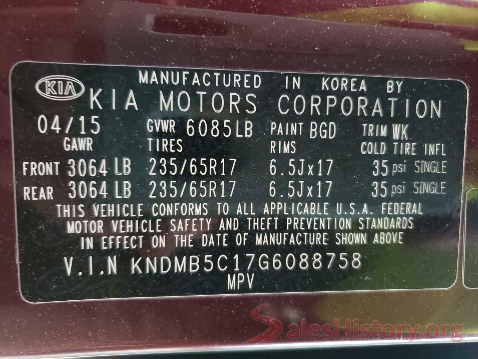 KNDMB5C17G6088758 2016 KIA SEDONA