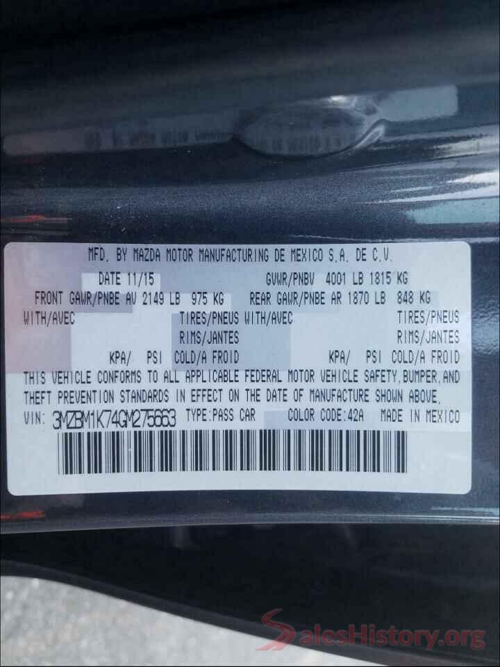 3MZBM1K74GM275663 2016 MAZDA 3