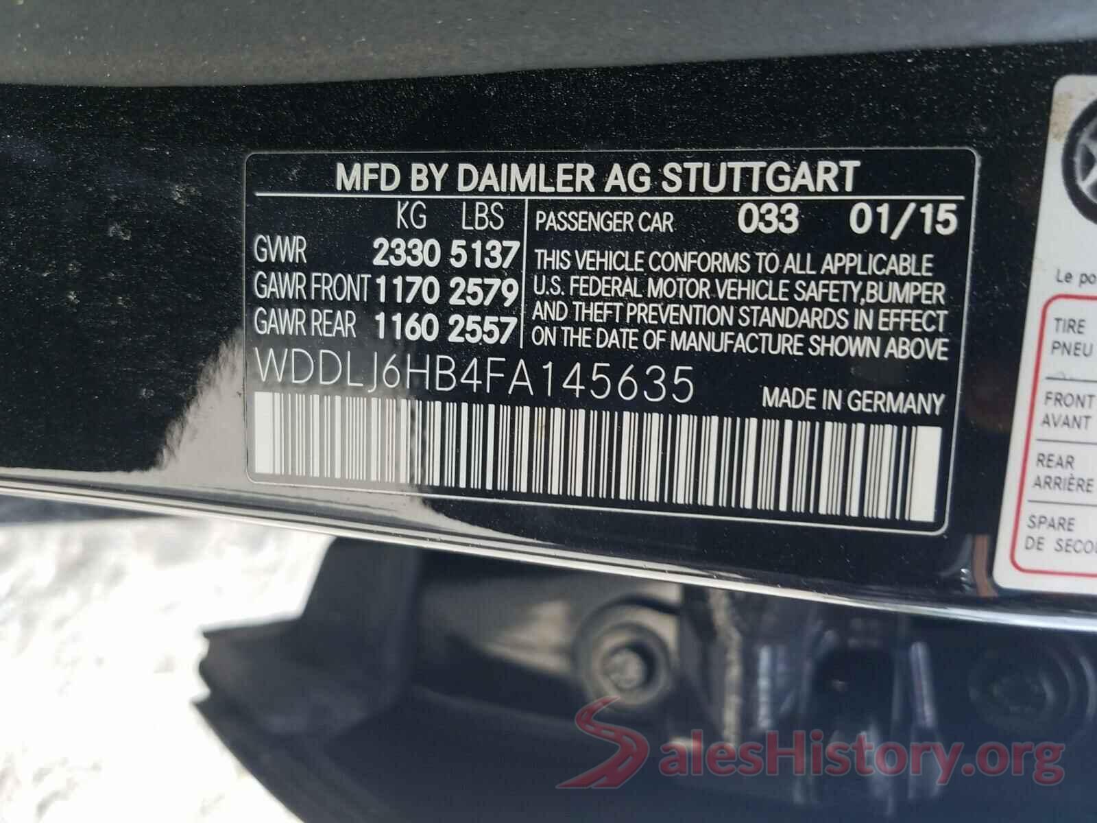 WDDLJ6HB4FA145635 2015 MERCEDES-BENZ C CLASS