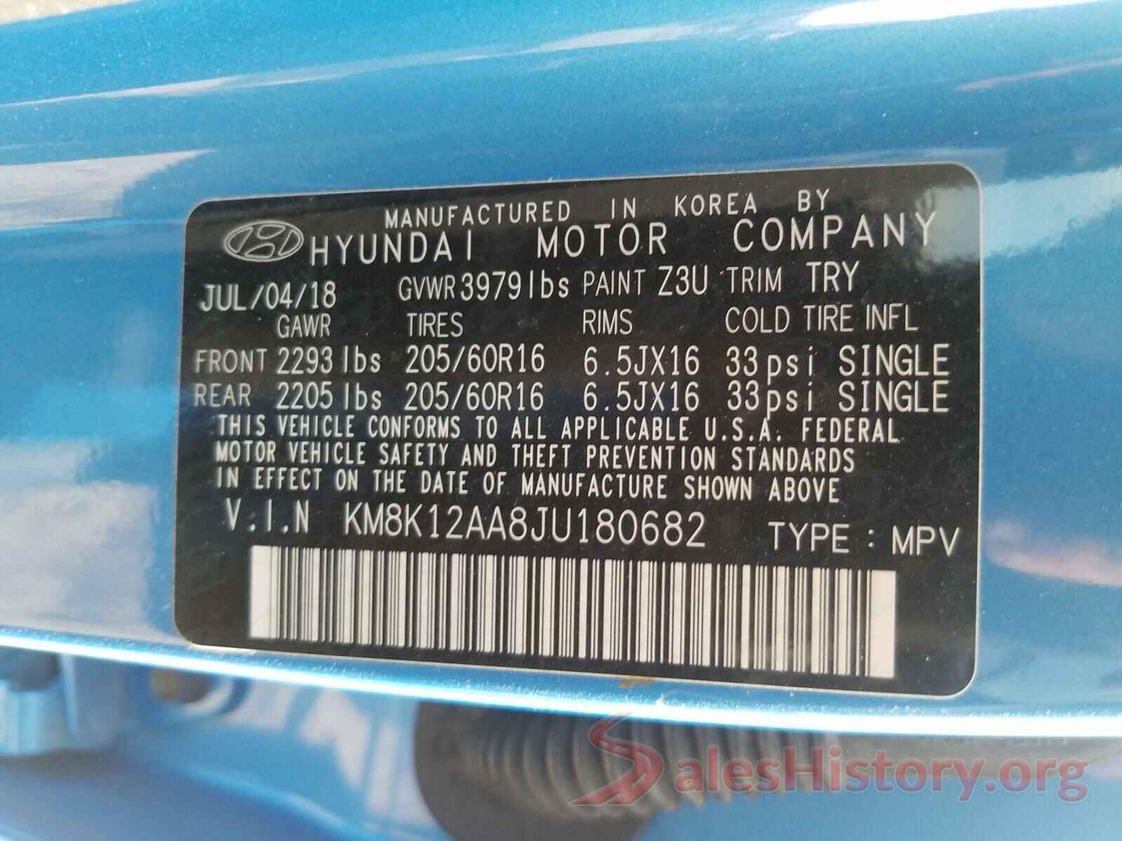 KM8K12AA8JU180682 2018 HYUNDAI KONA