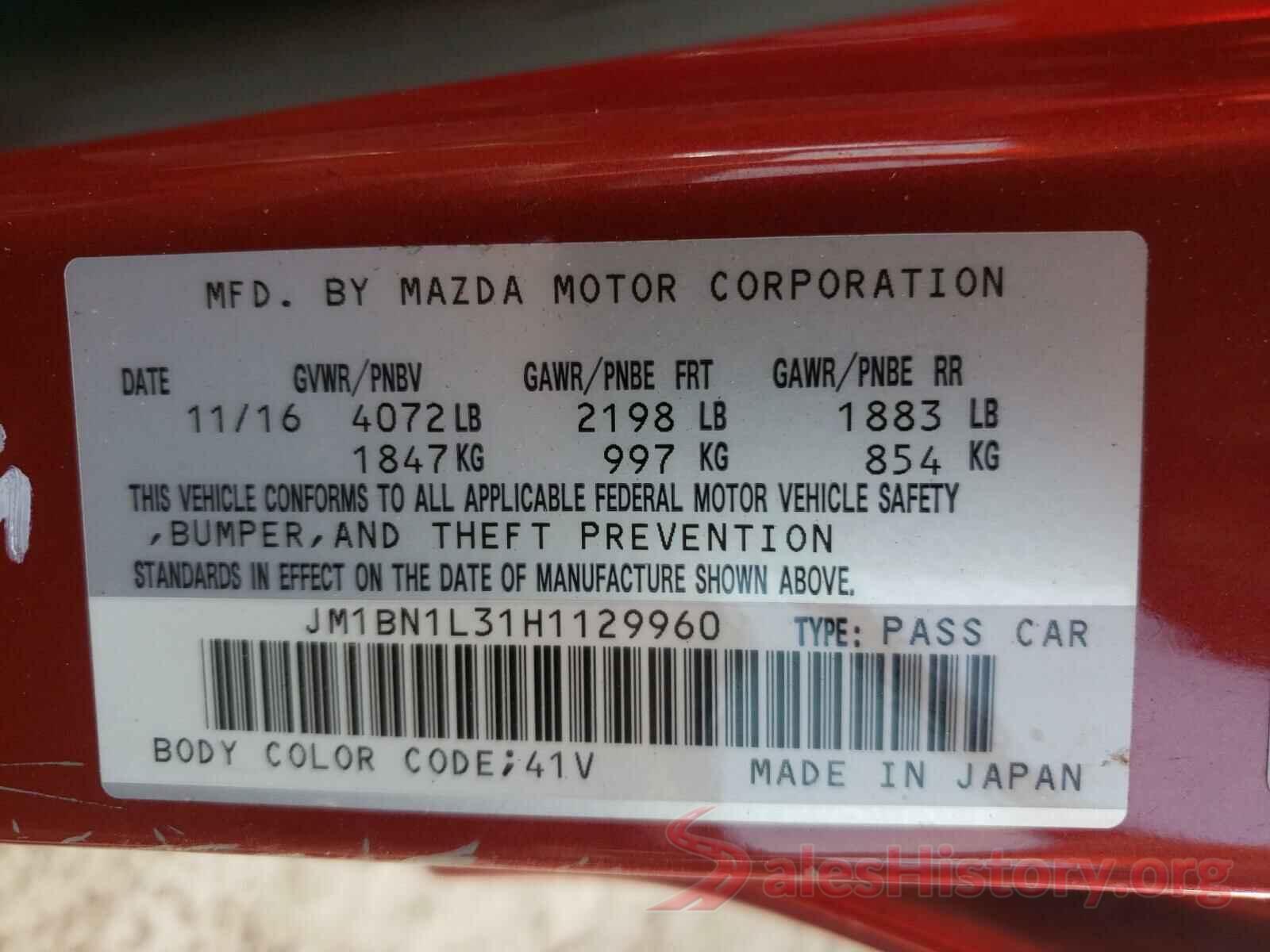 JM1BN1L31H1129960 2017 MAZDA 3