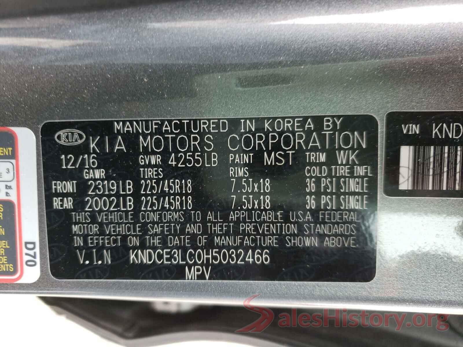 KNDCE3LC0H5032466 2017 KIA NIRO