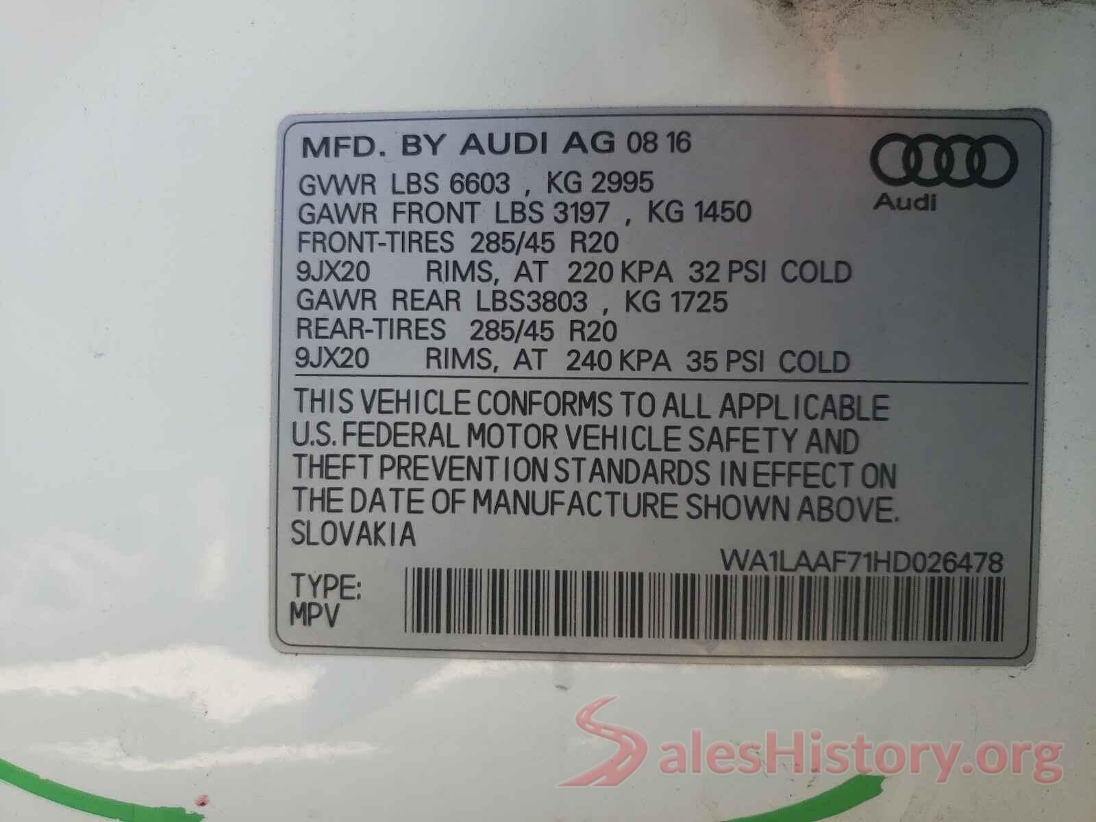 WA1LAAF71HD026478 2017 AUDI Q7