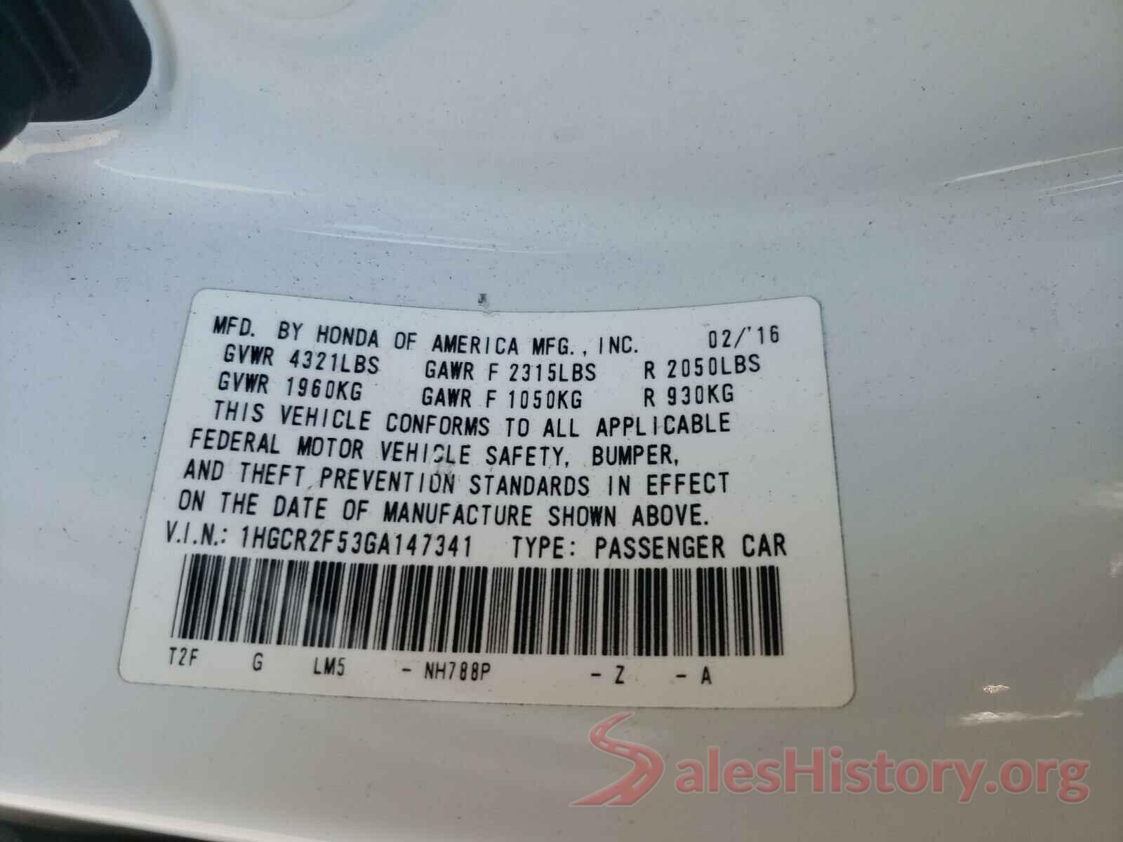 1HGCR2F53GA147341 2016 HONDA ACCORD