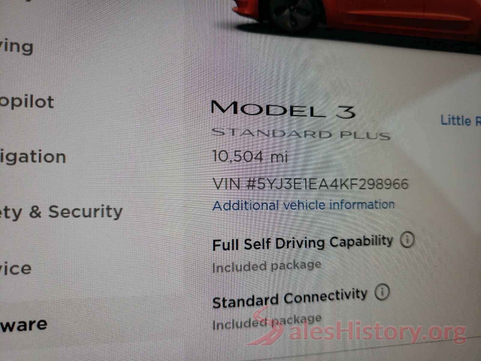 5YJ3E1EA4KF298966 2019 TESLA MODEL 3