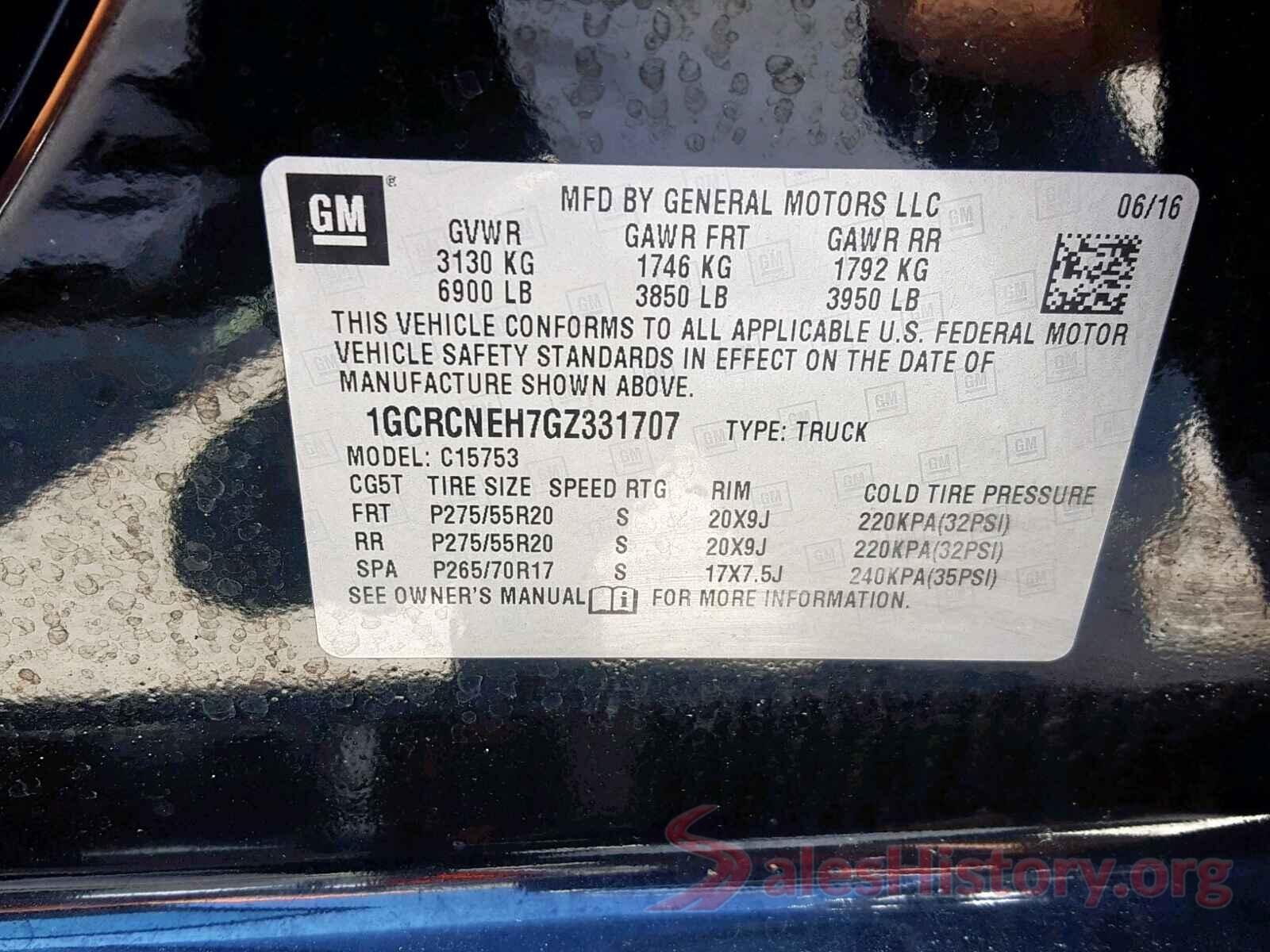 1GCRCNEH7GZ331707 2016 CHEVROLET SILVERADO