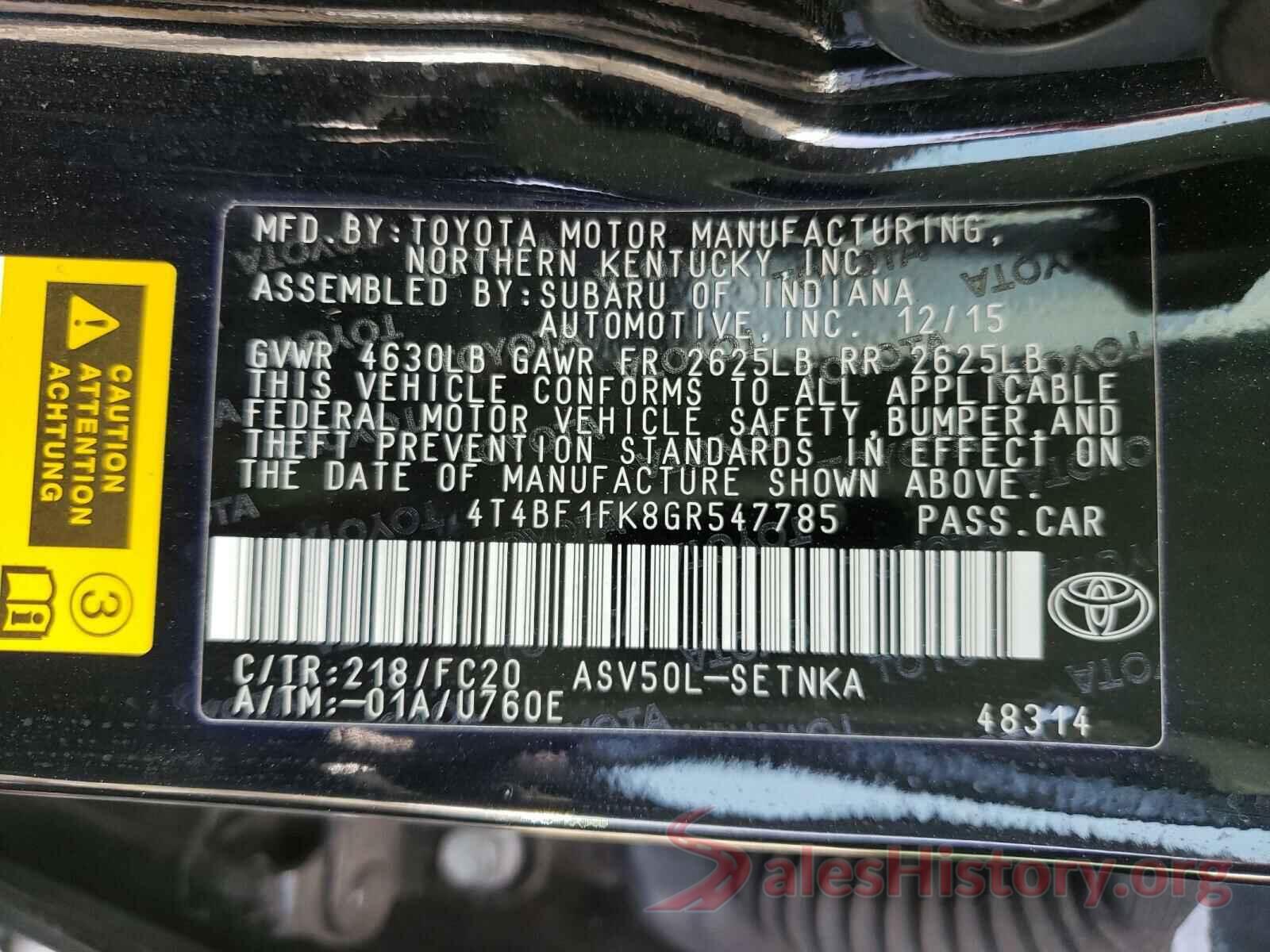 4T4BF1FK8GR547785 2016 TOYOTA CAMRY