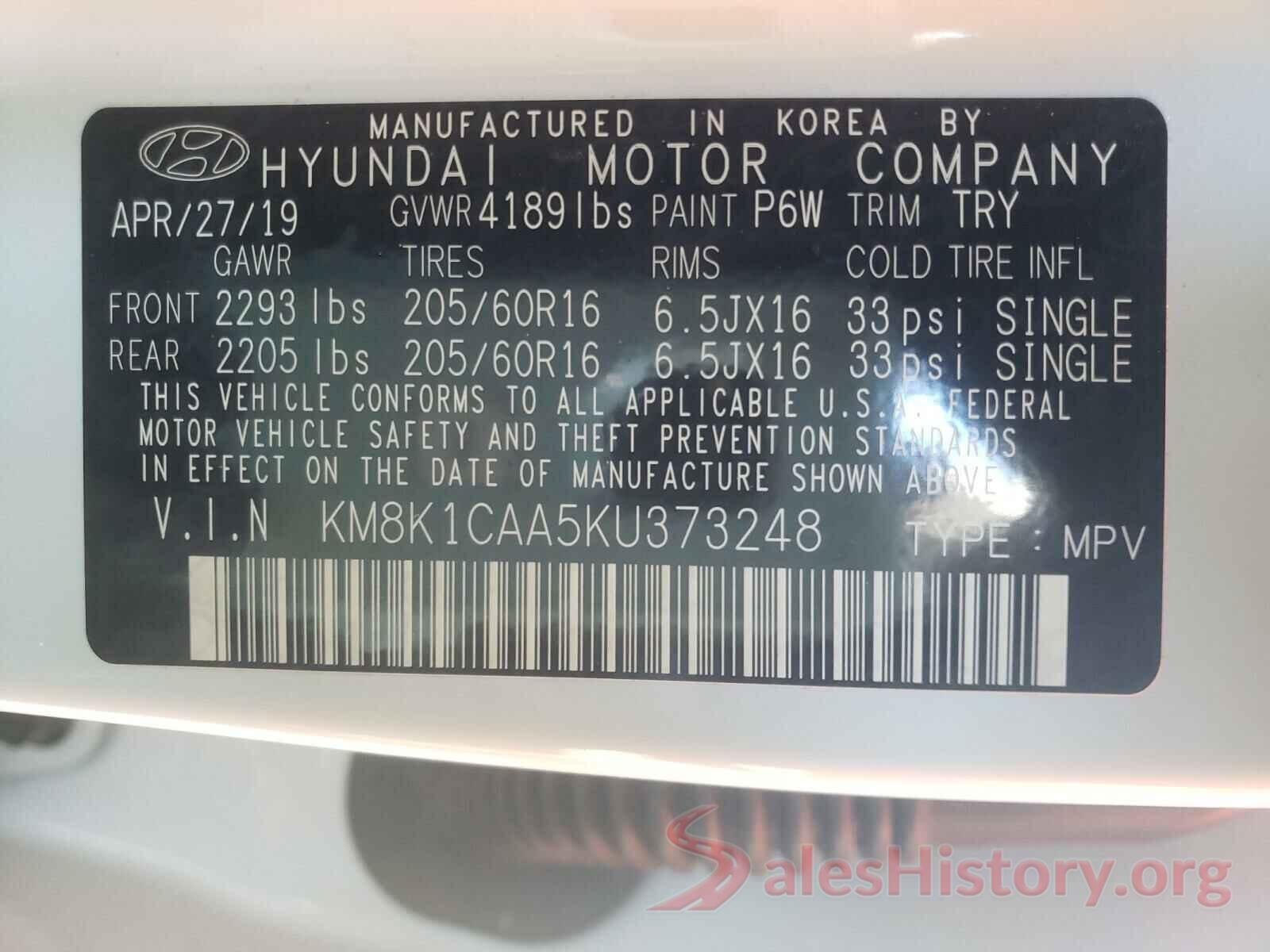 KM8K1CAA5KU373248 2019 HYUNDAI KONA