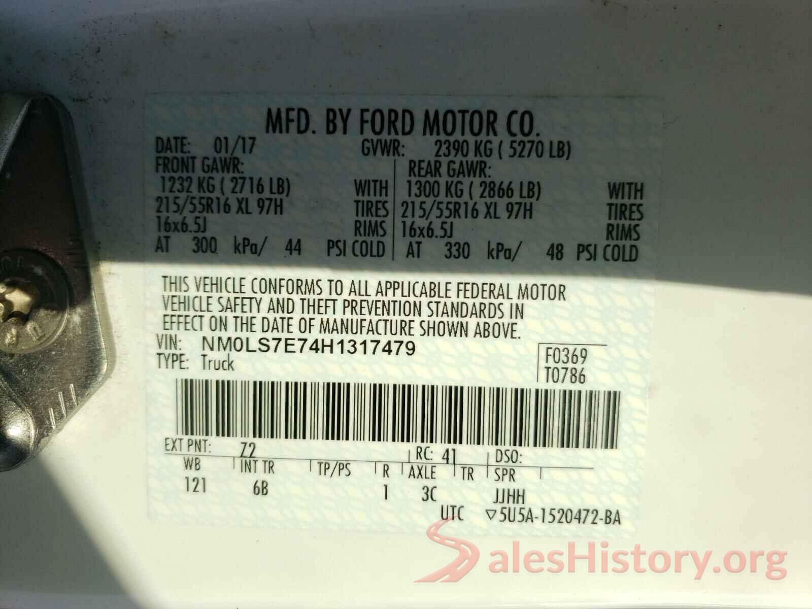 NM0LS7E74H1317479 2017 FORD TRANSIT CO