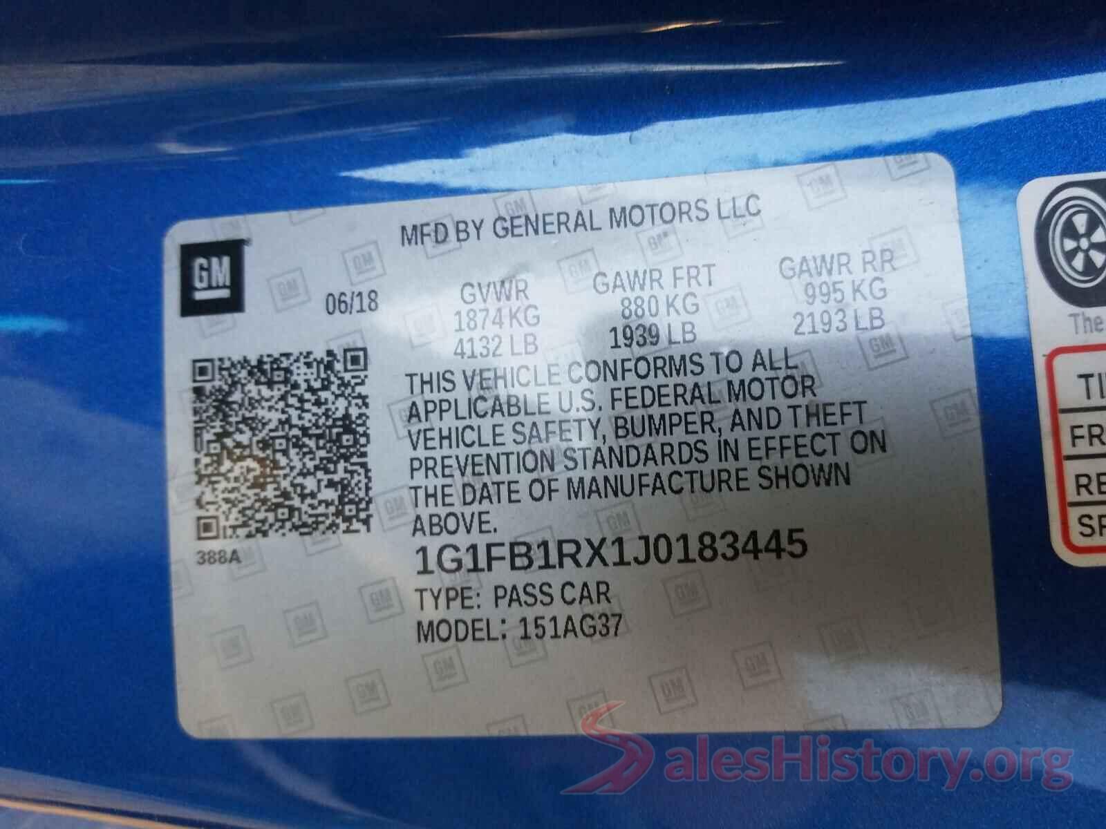 1G1FB1RX1J0183445 2018 CHEVROLET CAMARO