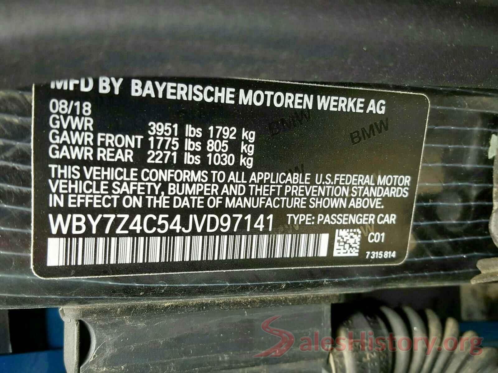 WBY7Z4C54JVD97141 2018 BMW I SERIES