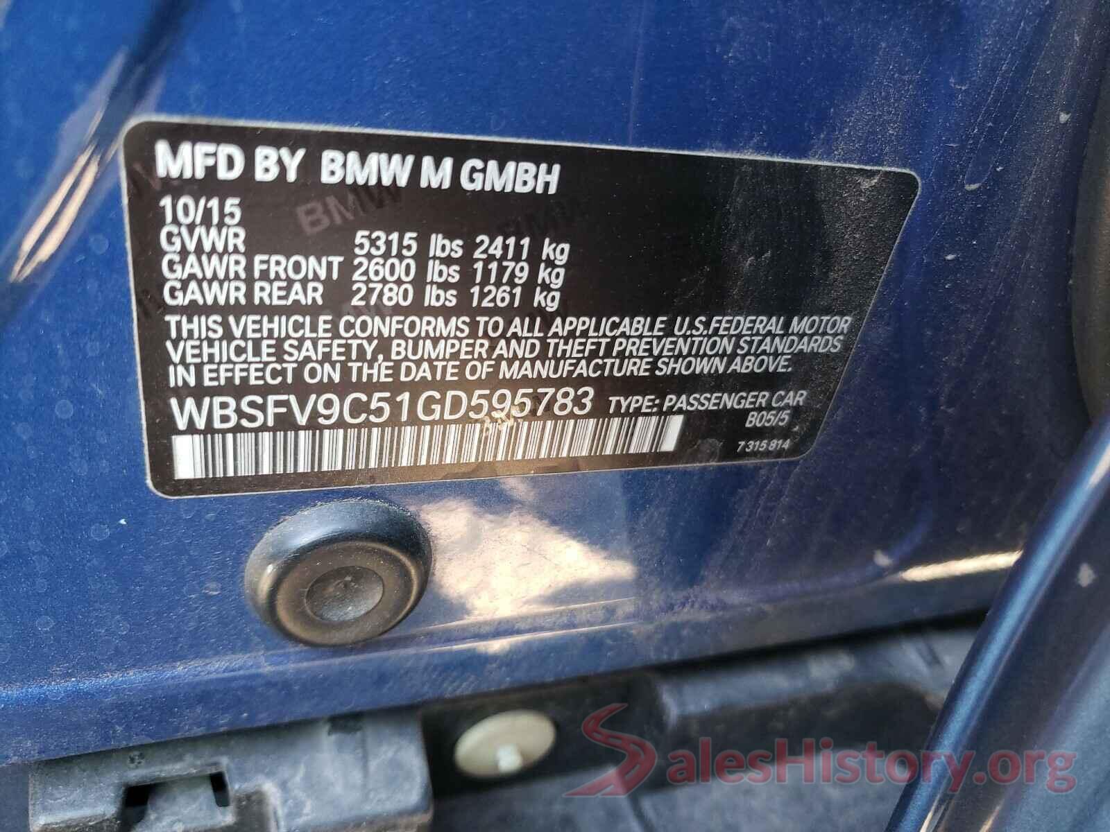 WBSFV9C51GD595783 2016 BMW M5