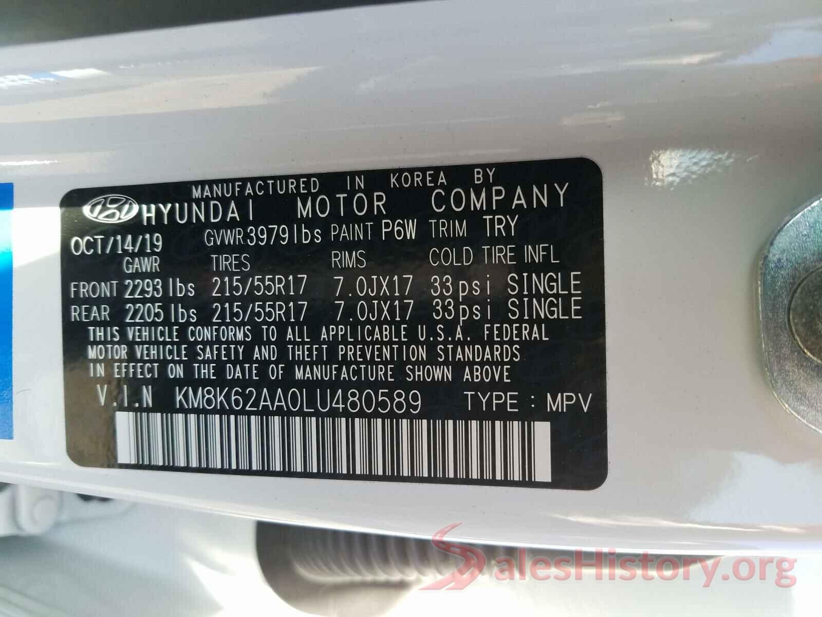 KM8K62AA0LU480589 2020 HYUNDAI KONA