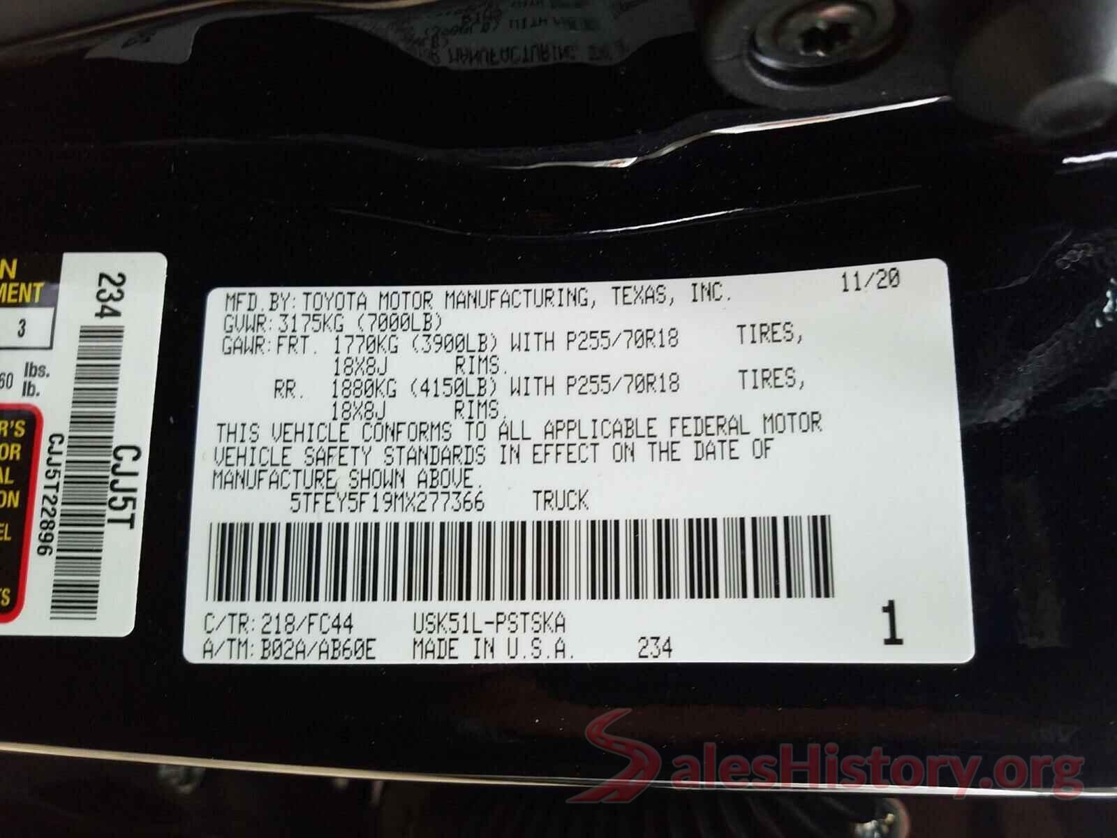 5TFEY5F19MX277366 2021 TOYOTA TUNDRA